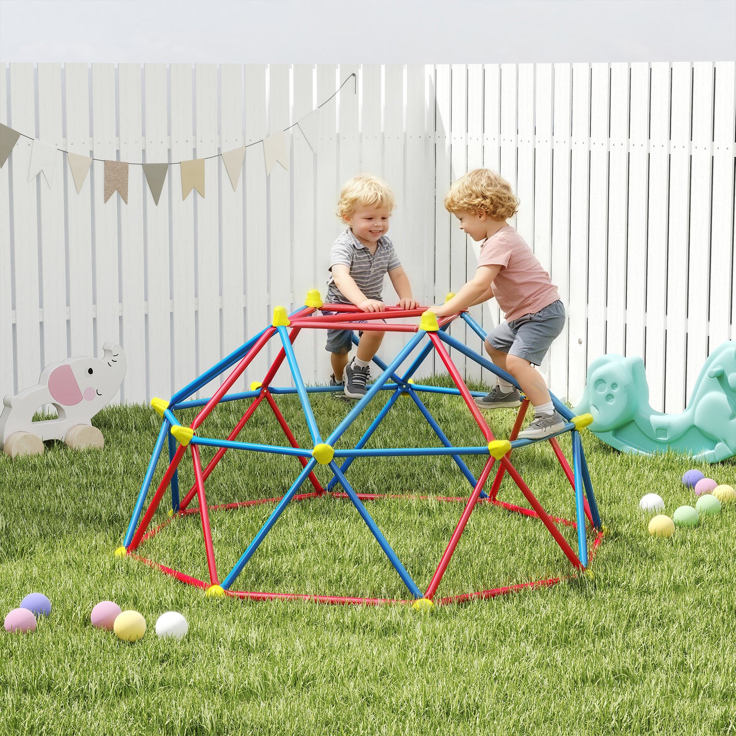 6 FT Climbing Dome Geometric Jungle Gym w/ Rust and UV-Resistant Steel, Up to 396 lbs, for 1-4 Children Aged 3-8 Years