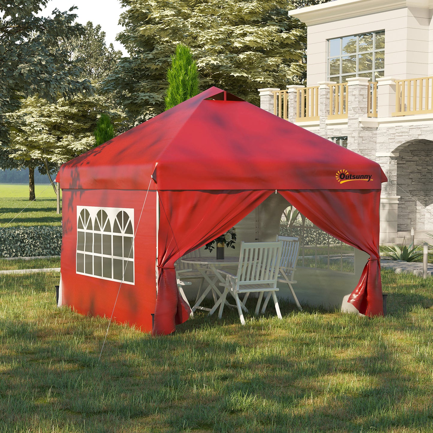 10' x 10' Pop Up Canopy Tent, Instant Sun Shelter, Tents for Parties, with Wheeled Carry Bag, for Outdoor, Garden, Patio