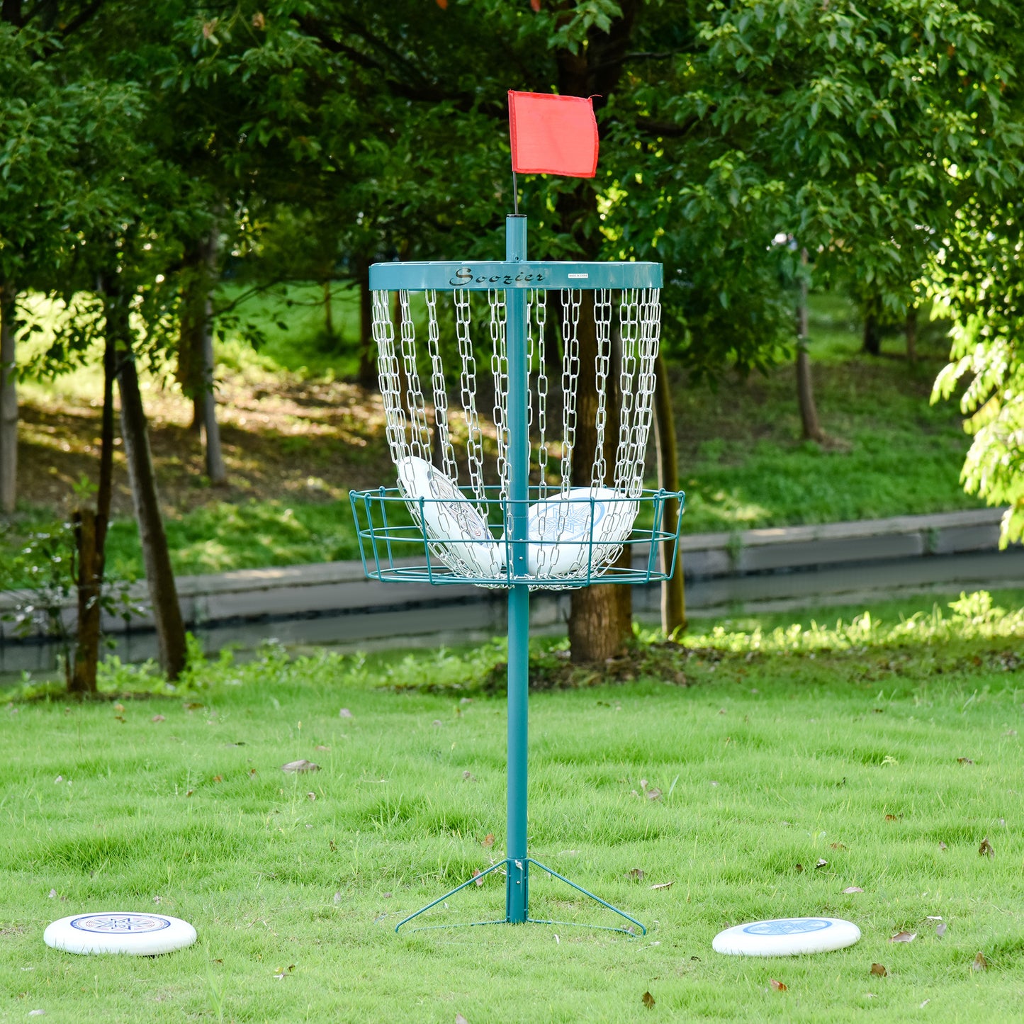 Soozier 24-Chain Portable Practice Basket for Disc Golf Target Stand Easy Assembly & Lightweight Basket w/ Carry Bag Nav