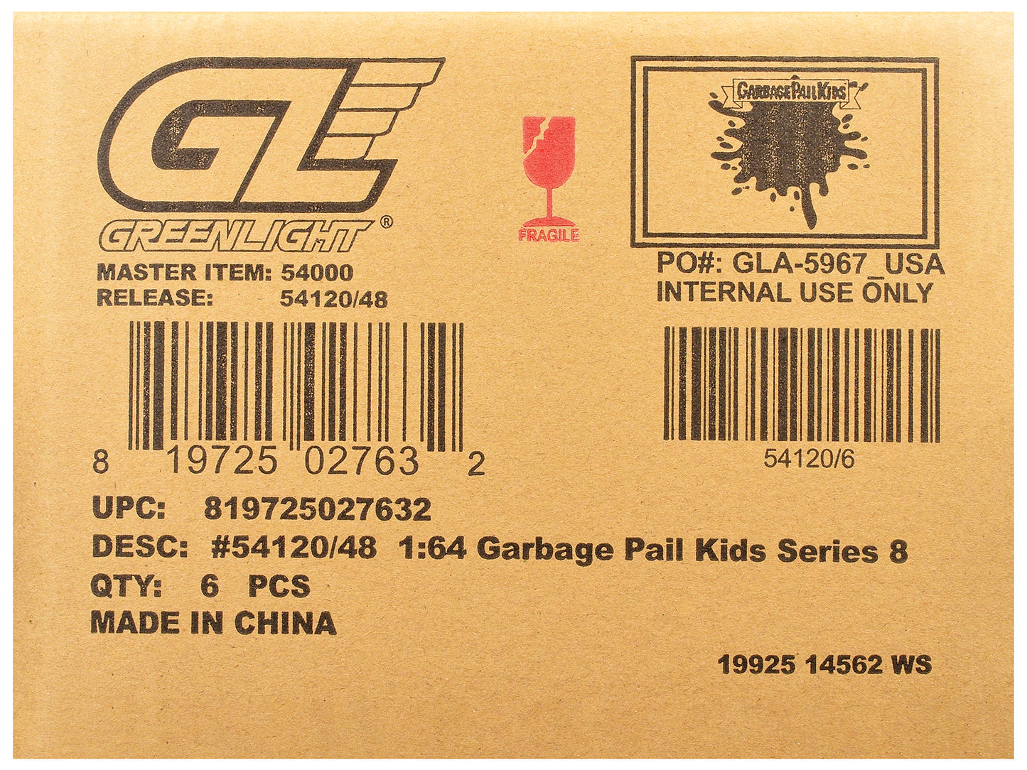 "Garbage Pail Kids" Series #8 Set of 6 pieces 1/64 Diecast Models by Greenlight