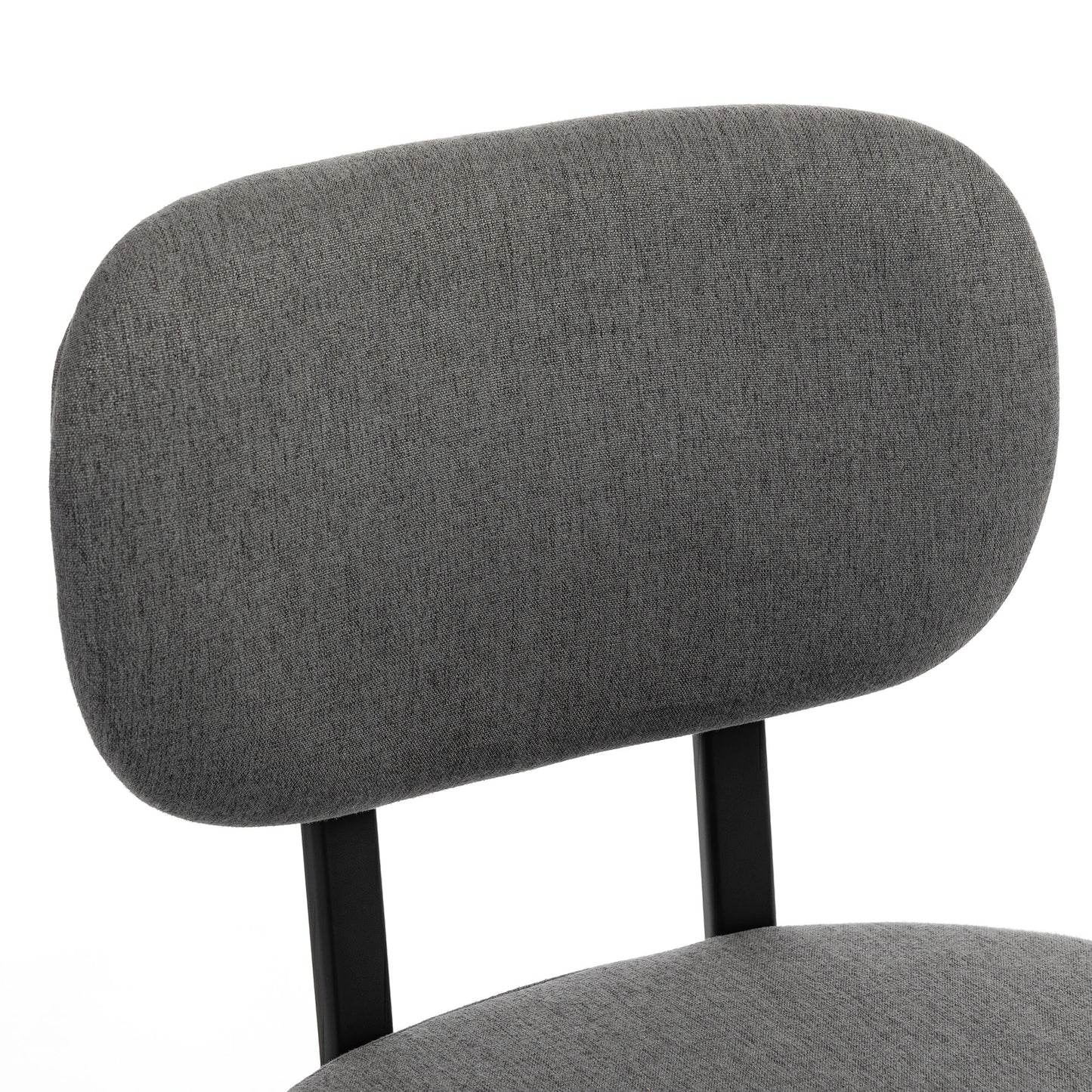 Upholstered Linen Fabric Kitchen Chairs, Modern Dining Chairs Set of 2 with Metal Legs, Grey