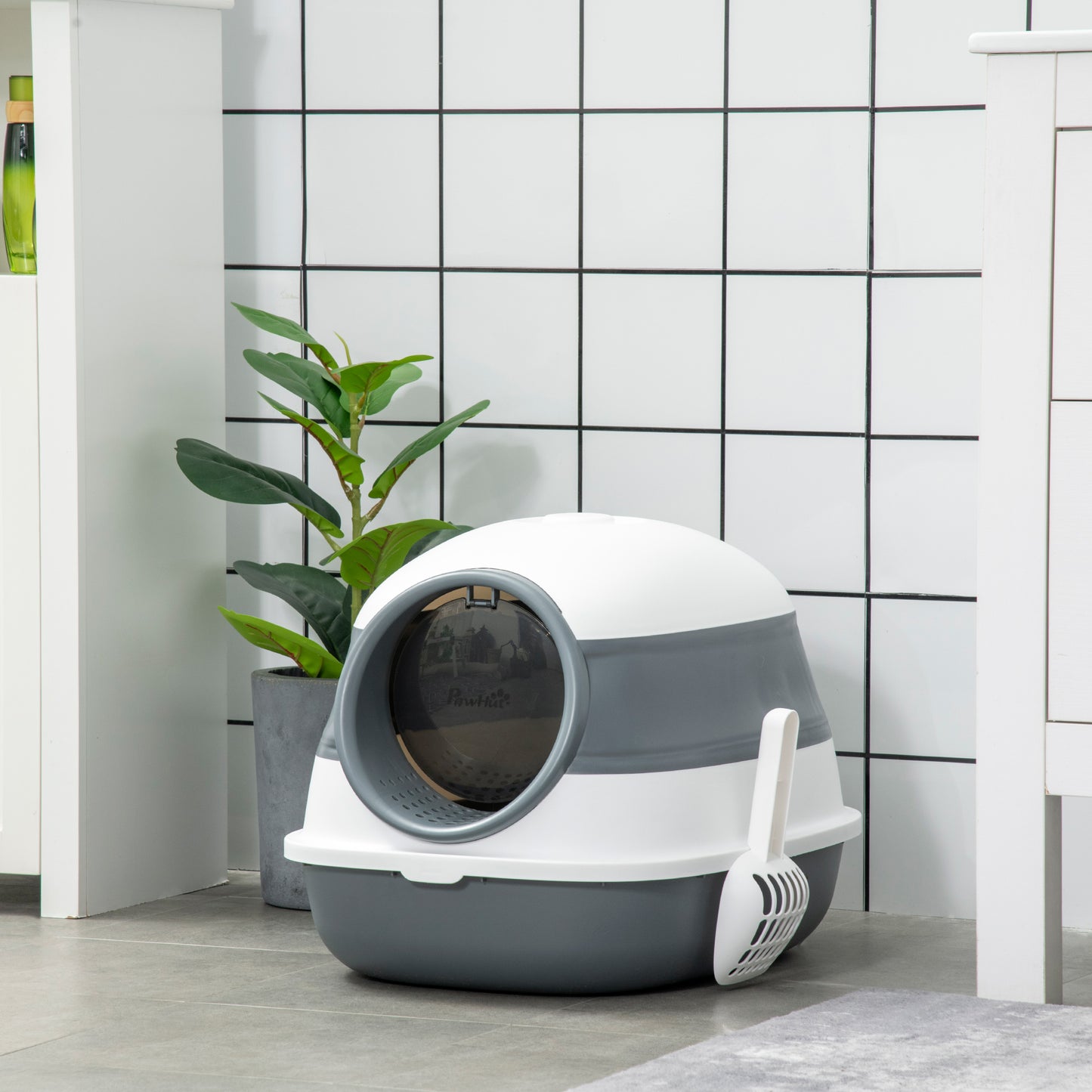 Foldable Large Cat Litter Box with Lid, Covered Kitten Litter Box w/ Automatic Cat Litter-Proof Sides, Deodorization, Ea