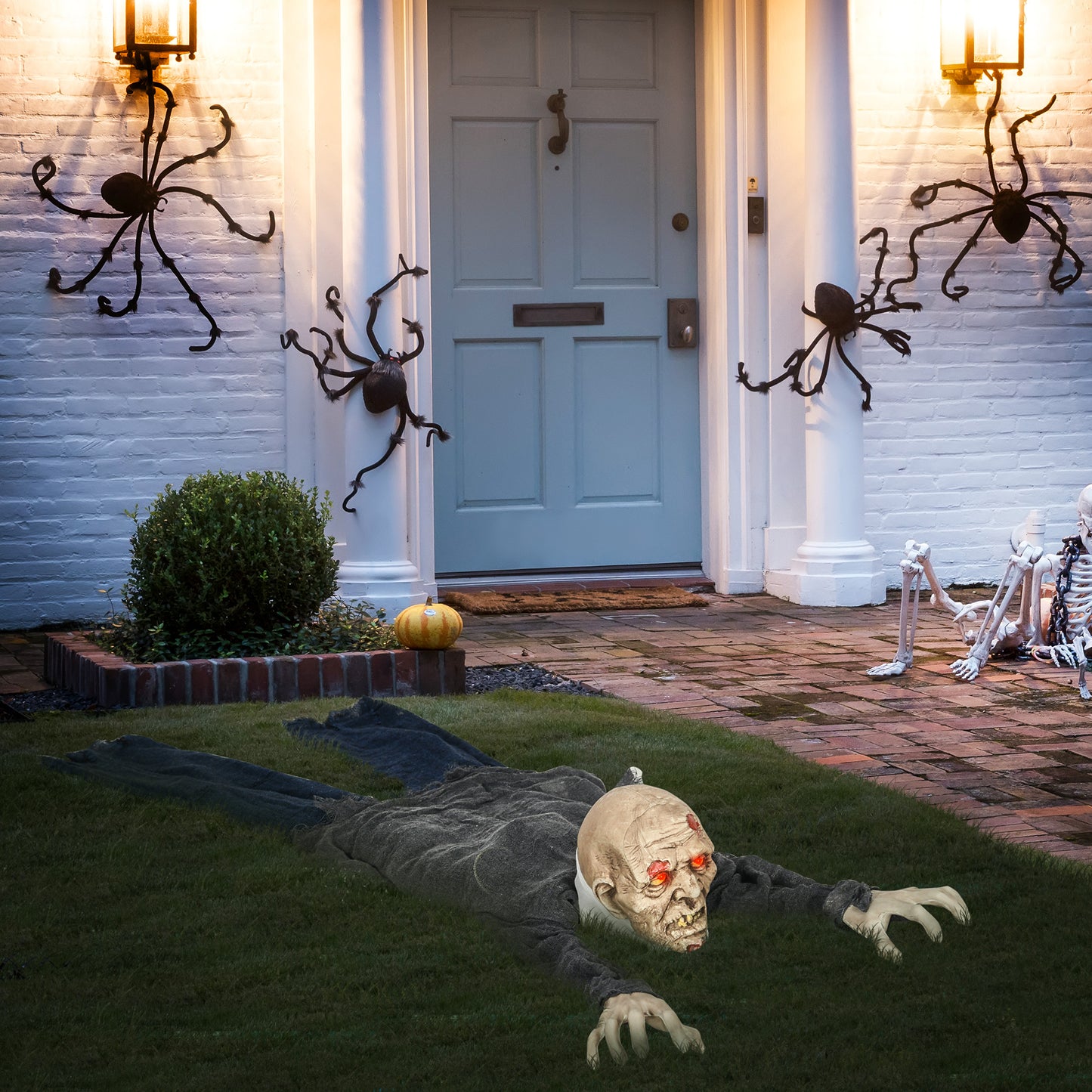 62 Inch/5.2ft Life Size Outdoor Halloween Decoration Crawling Zombie, Animated Prop Decor with Sound and Motion Activate