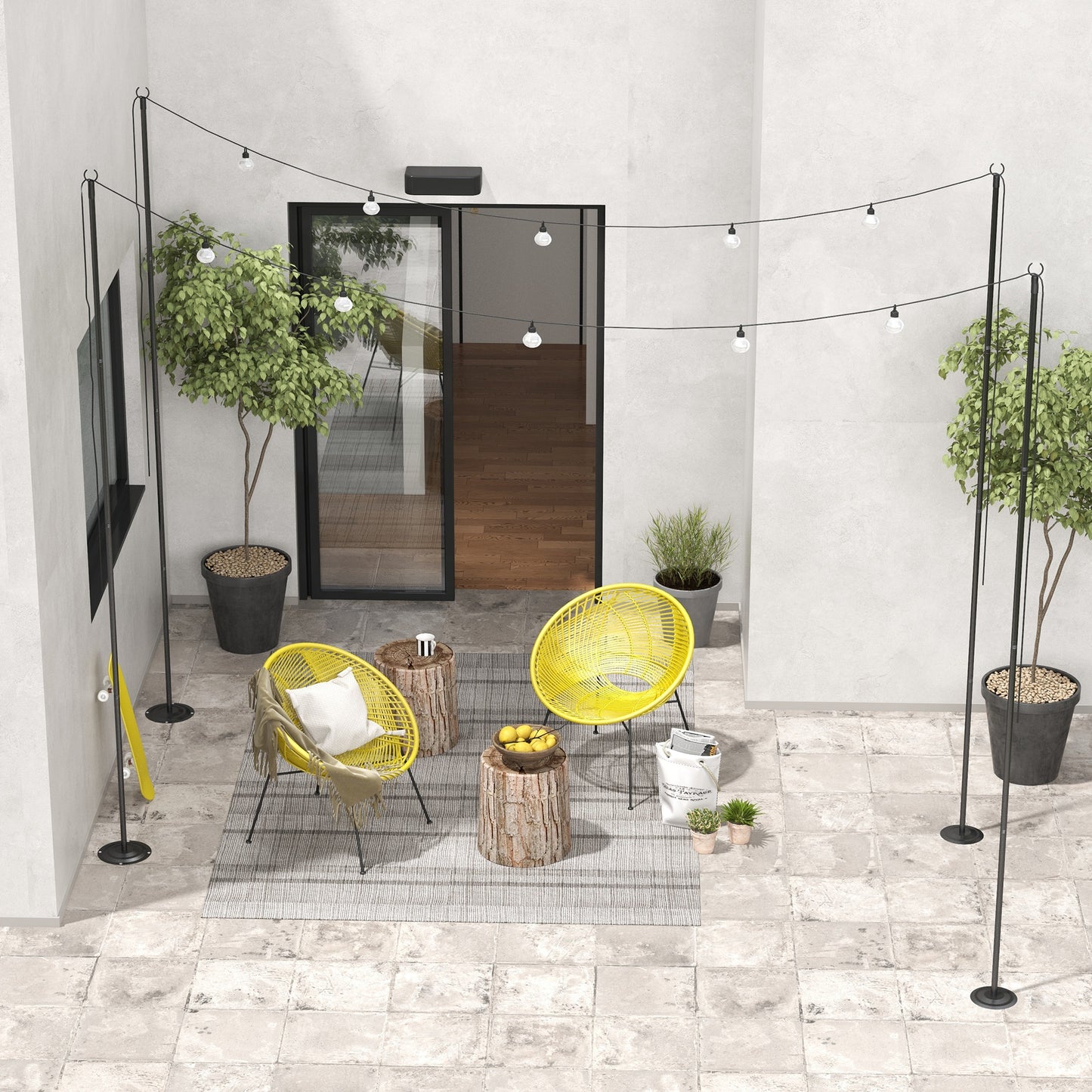 4 Pack of 10' String Light Poles, Steel Hanging Lighting Stand for Patio, Backyard, Deck, Wedding, Party, Black