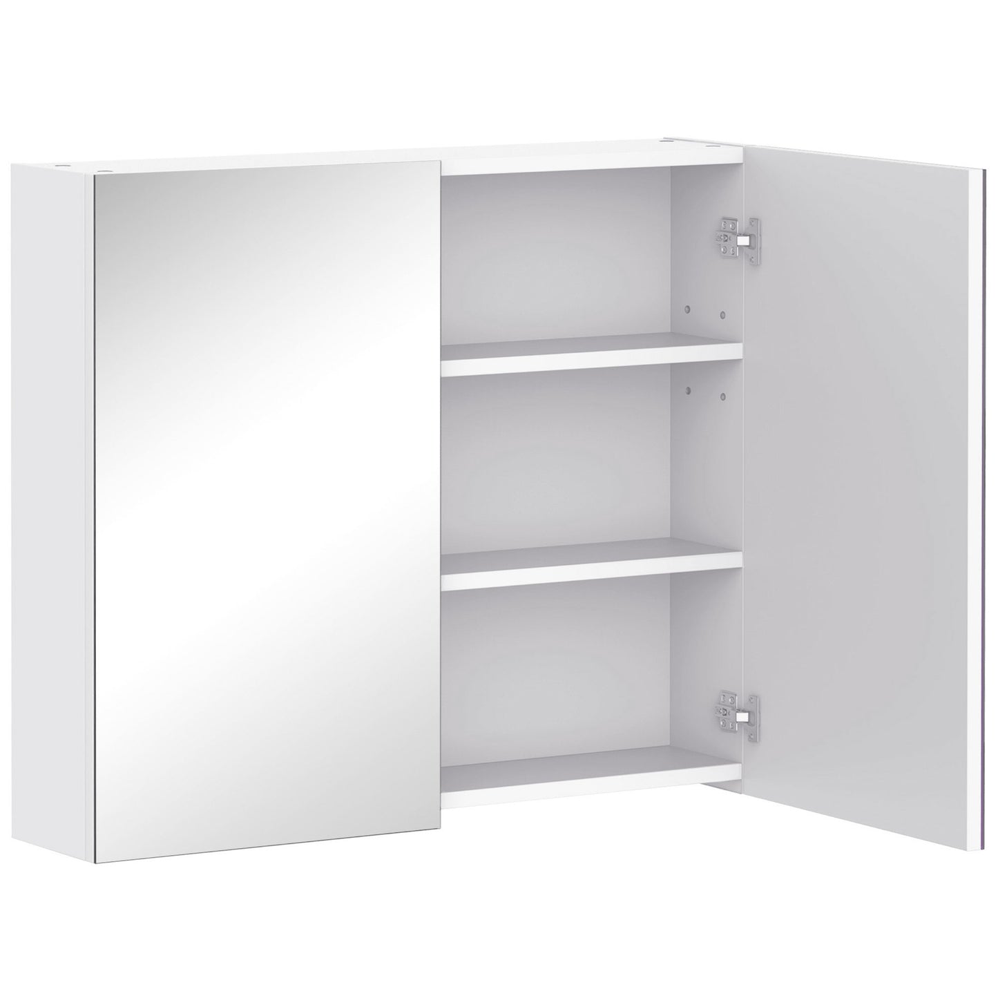 Wall Mount Mirrored Medicine Cabinet, Bathroom Mirror Cabinet with Adjustable Shelf, Double Soft Closing Doors, Light Li