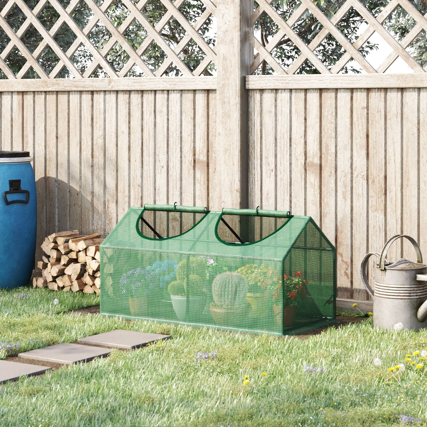 47" x 24" x 24" Portable Mini Tunnel Greenhouse Garden Planting Outdoor Flower Warm House Box with 2 Windows, Steel Fram