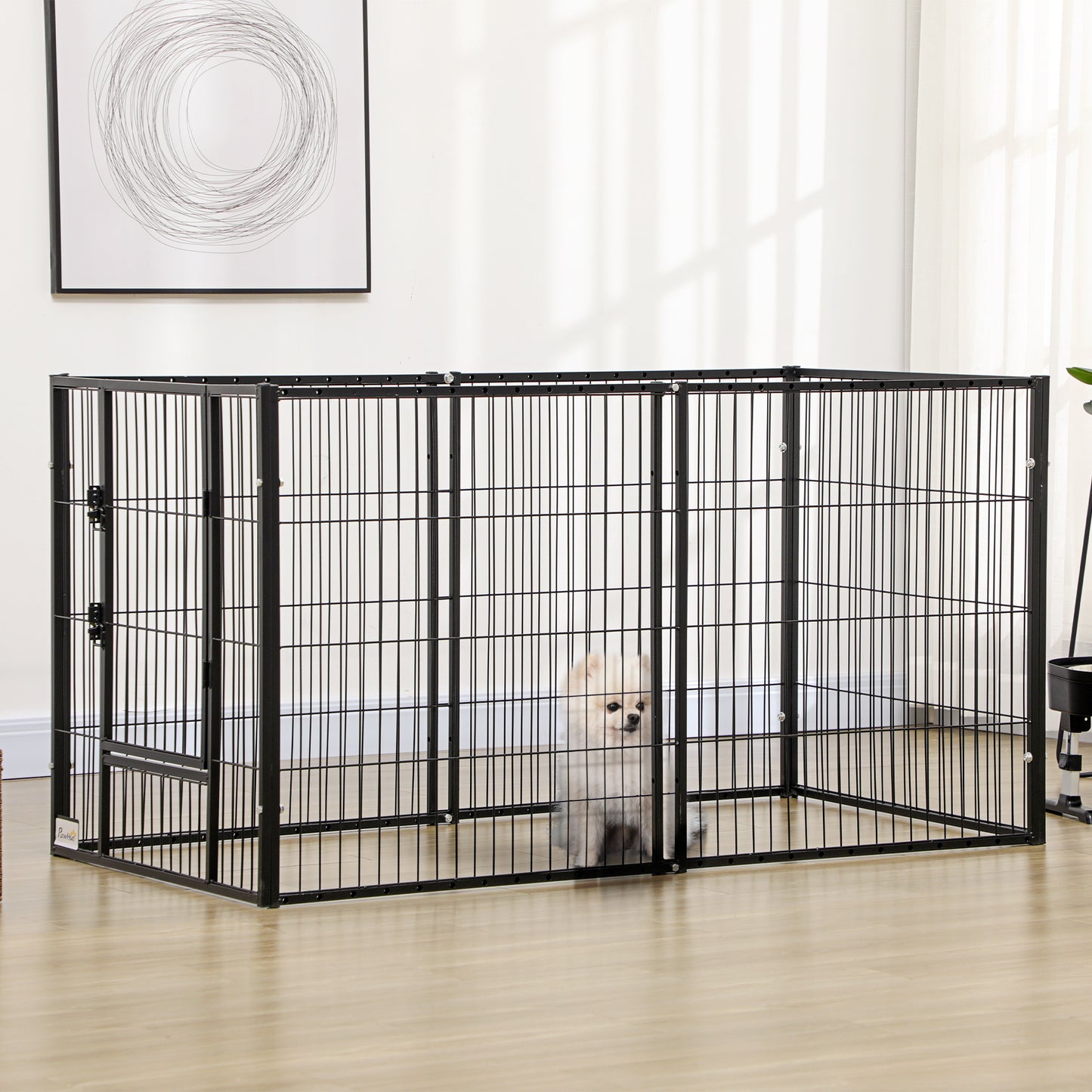 6 Panel 32.5" - 59" x 32" Dog Playpen, Heavy Duty Pet Playpen for Indoor Outdoor, Small and Medium Dogs