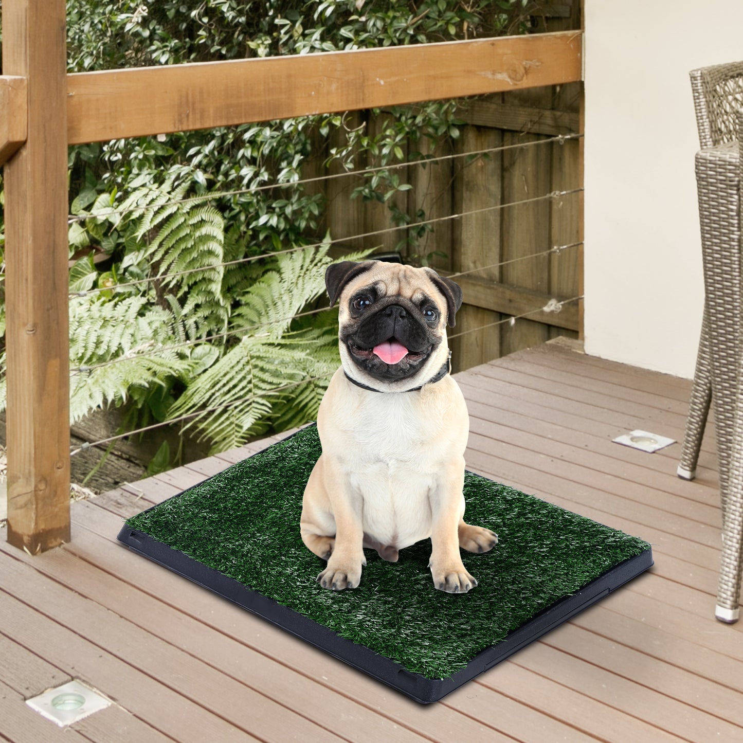 Dog Grass Pad with Tray, Artificial Grass for Dogs, Doggy Bathroom Toilet Potty Tray Indoor Outdoor Puppy Potty Training