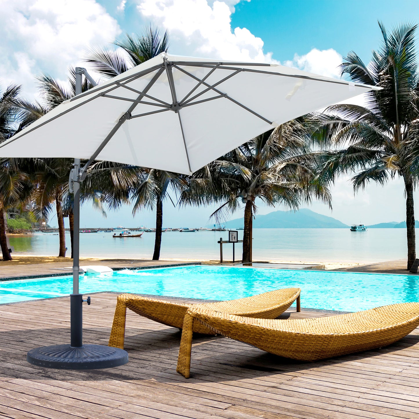 31 lbs Resin Round Market Umbrella Base Holder 19" Decorative Parasol Stand for Patio, Outdoor, Backyard, Bronze