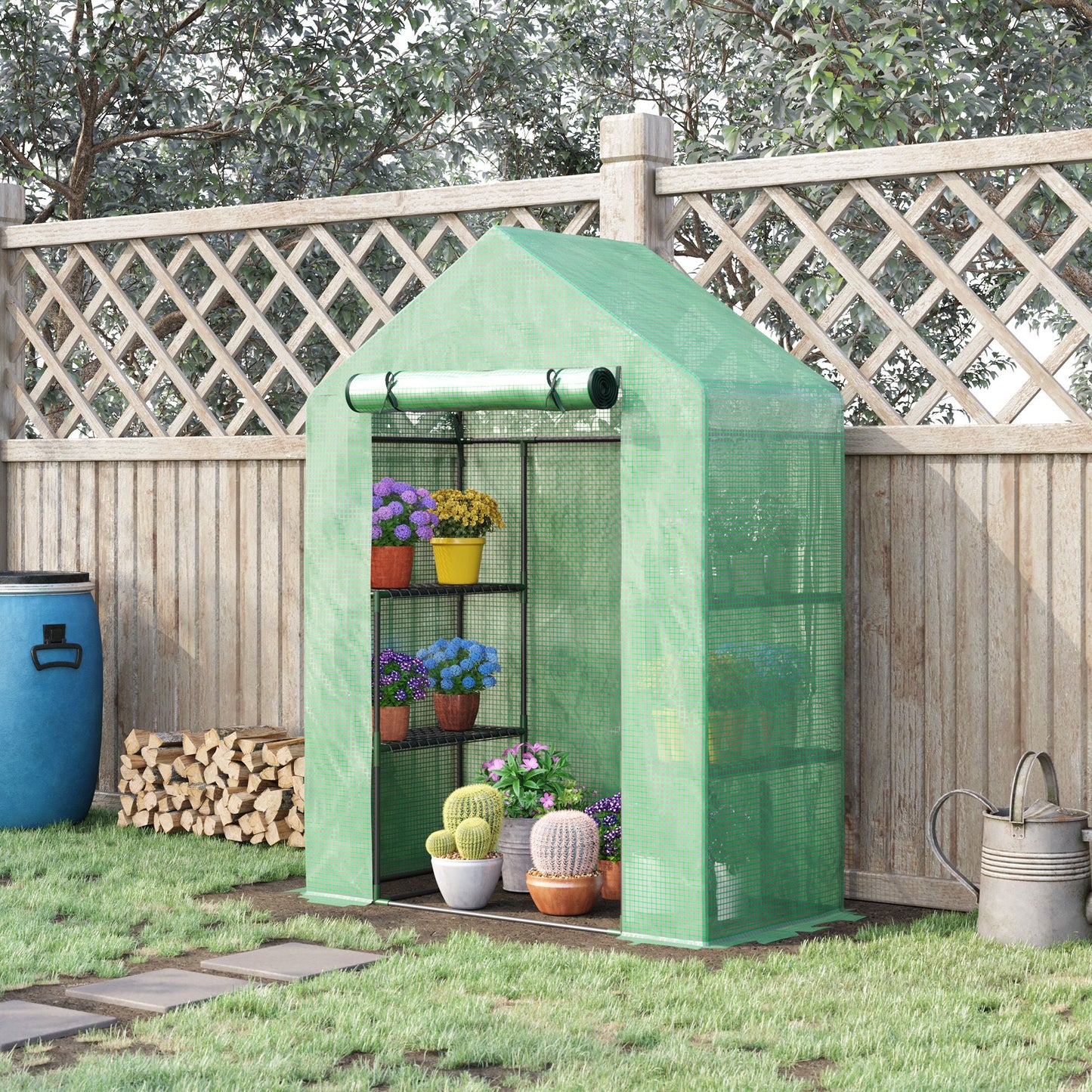 55" x 28" x 75" Walk-in Greenhouse Portable Garden Plant Flower Seed Warm House with 4 Shelves Outdoor Plant Growth Hot