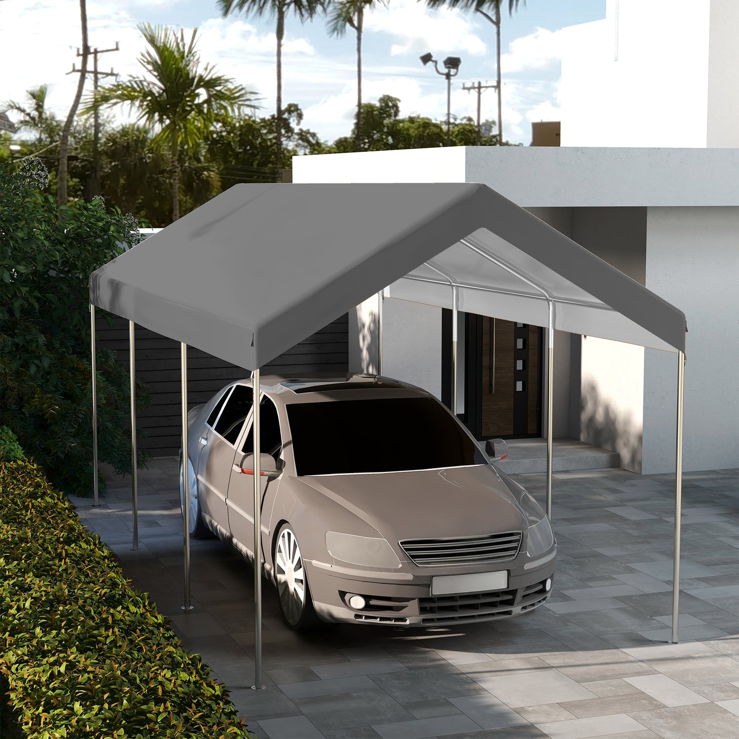 10 x 20ft Carport Replacement Canopy, UV Resistant Garage Car Cover with Ball Bungee Cords, Dark Grey