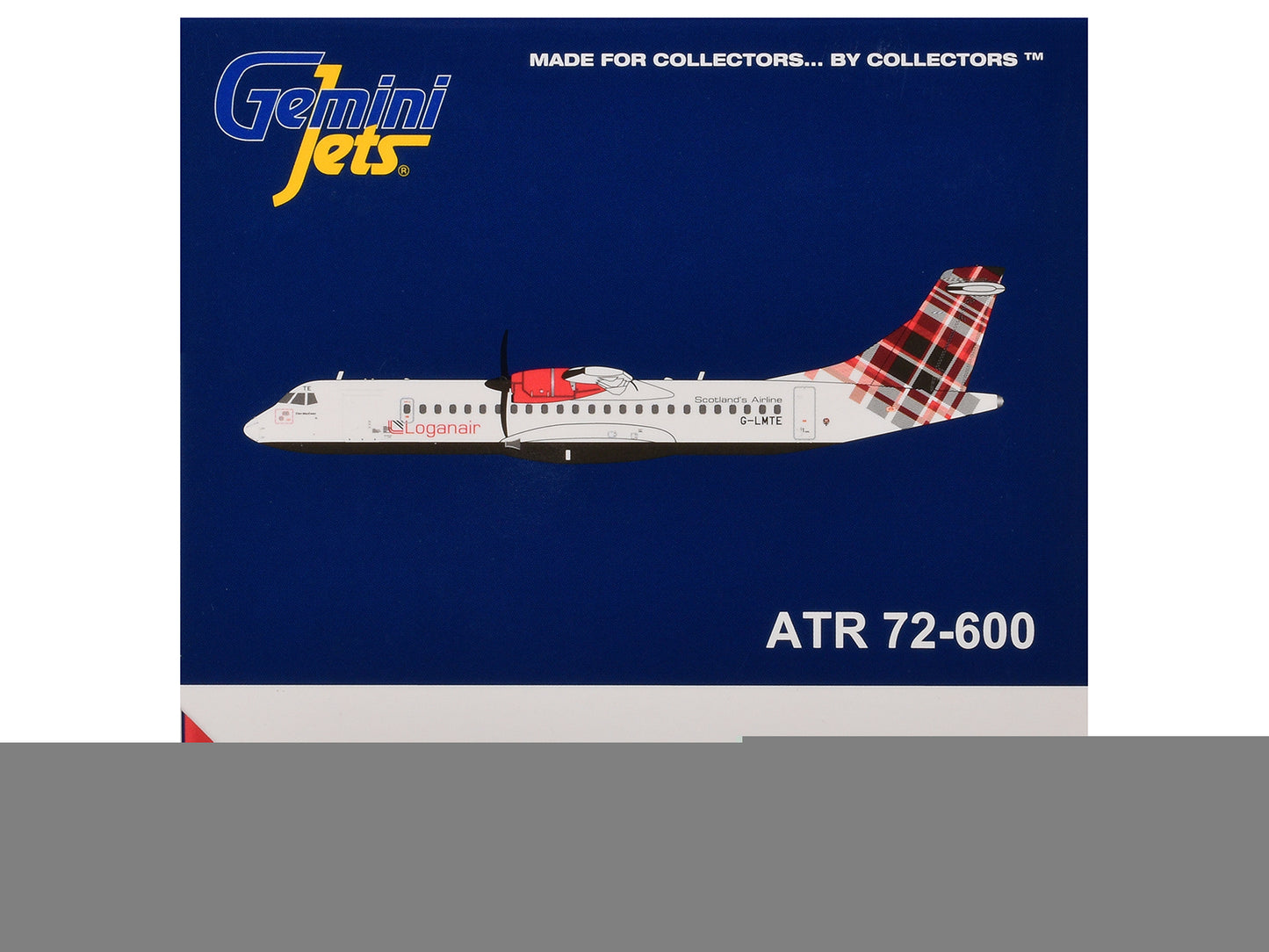 ATR 72-600 Commercial Aircraft "Loganair - Scotland's Airline" (G-LMTE) White with Red Plaid Tail 1/400 Diecast Model by GeminiJets