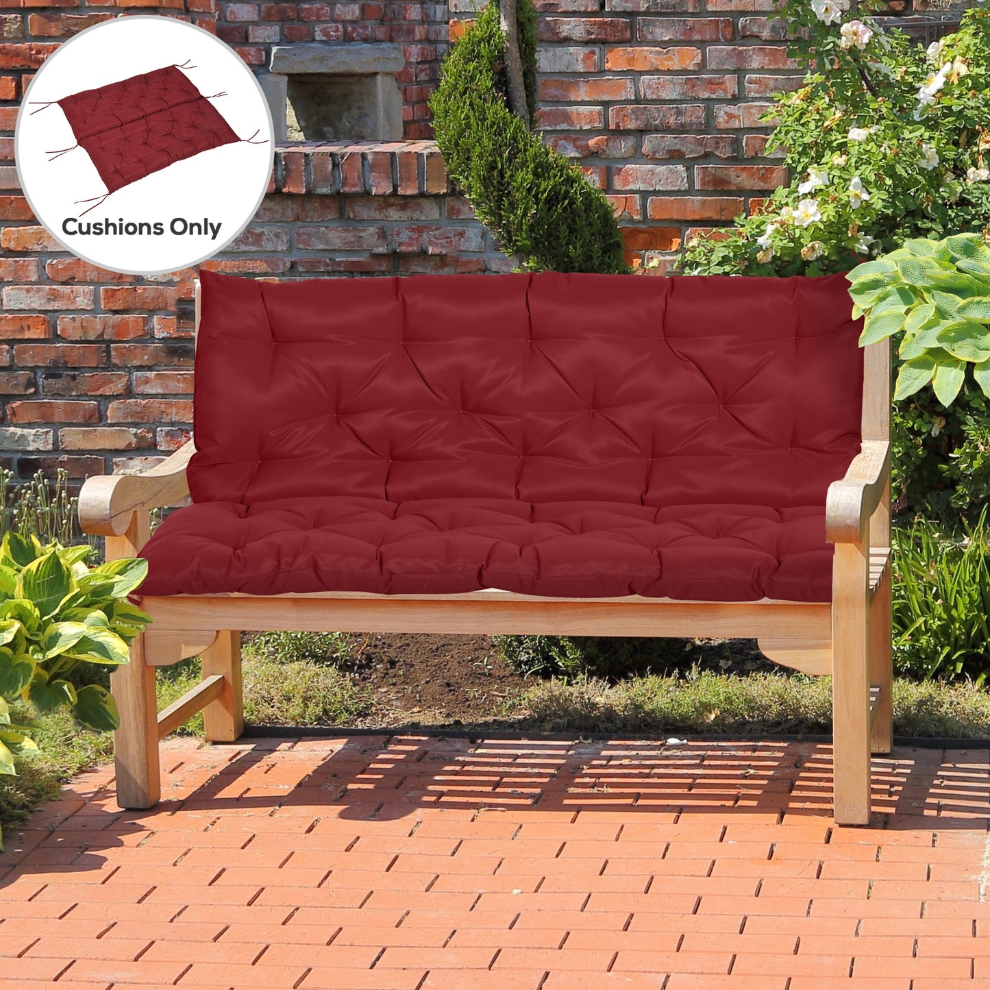 2 Seater Garden Bench Cushion, Soft Thick Outdoor Non-Slip 2 Seater Soft Pad With Backrest for Garden Patio, 47" x 43" x