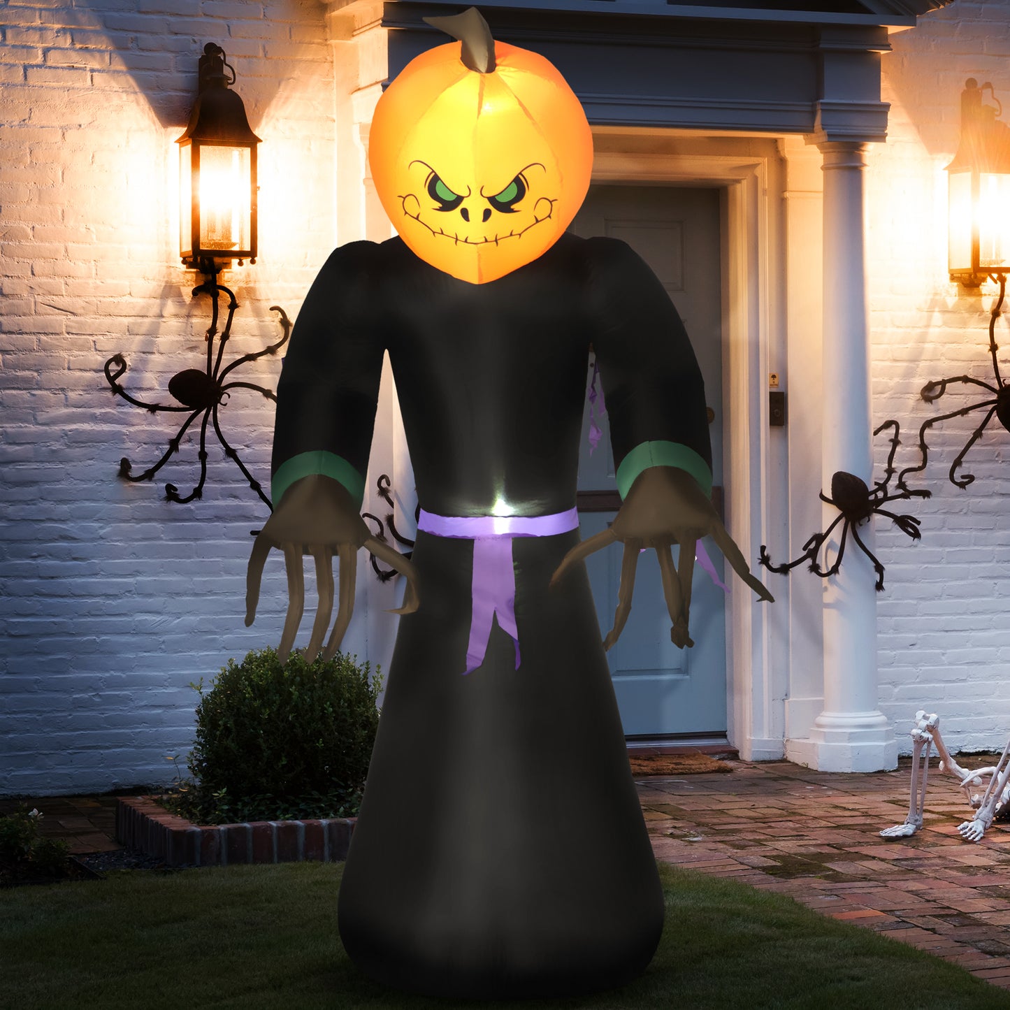 7ft Inflatable Halloween Decoration Pumpkin Reaper, Blow-Up Outdoor LED Yard Display with Lights for Garden, Party, Holi