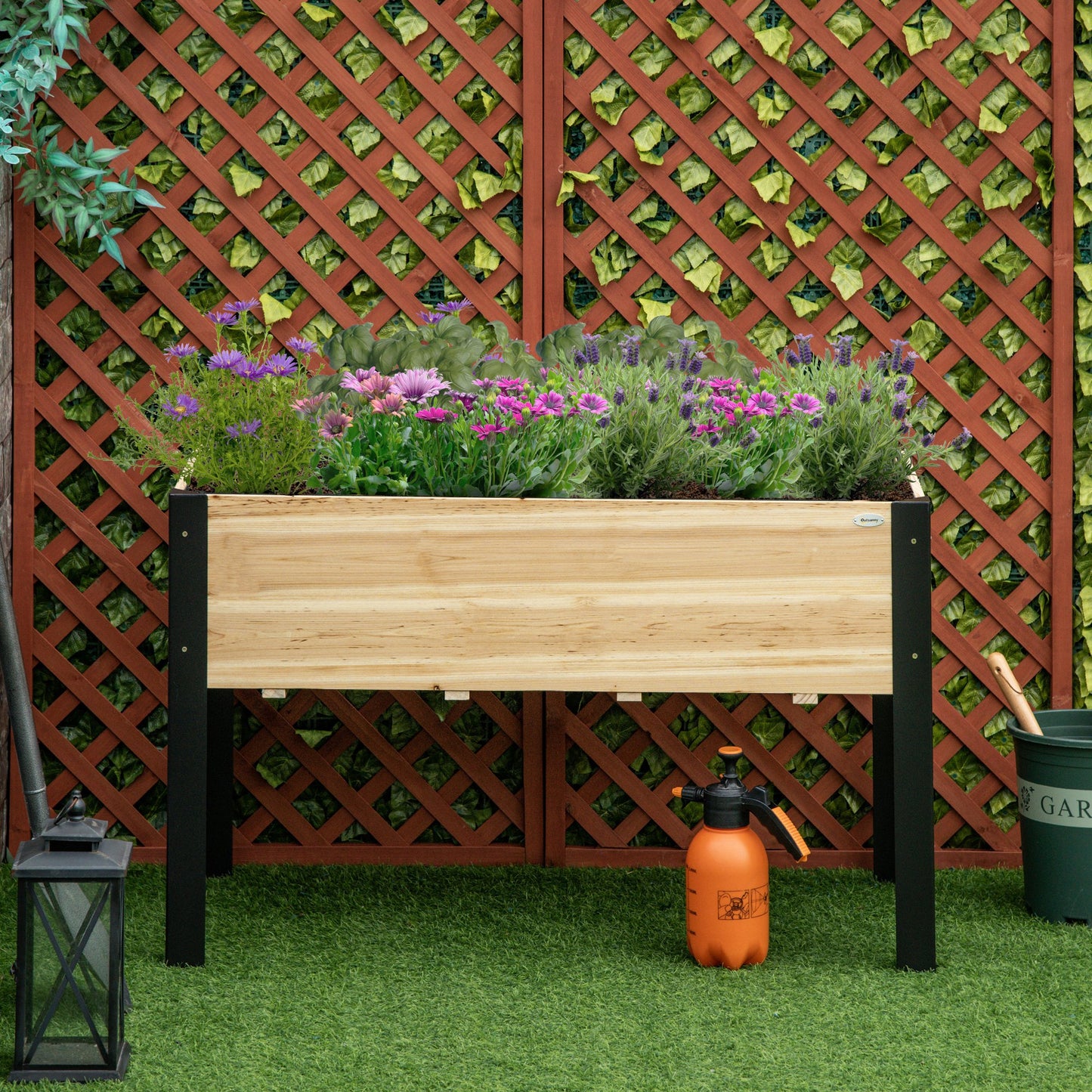 Raised Garden Bed, Elevated Planter Box, 47"x24"x29" with Legs, Metal Frame, Wooden Planter Pot for Backyard, Patio to G