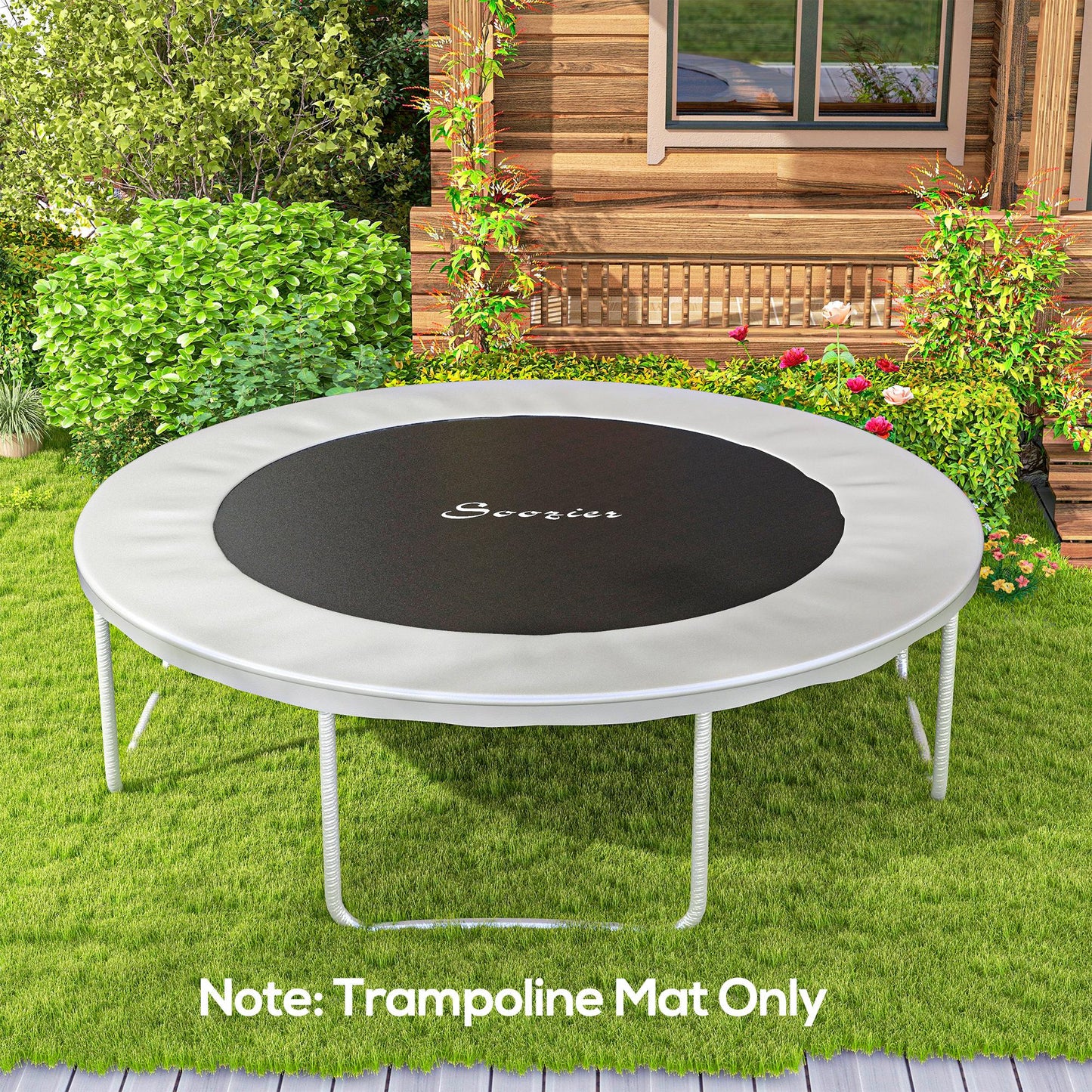 Soozier Trampoline Replacement Mat, Fits 14' Trampoline w/ 80 V-Hooks & 5.5" Springs (Spring & Frame not Included), Blac