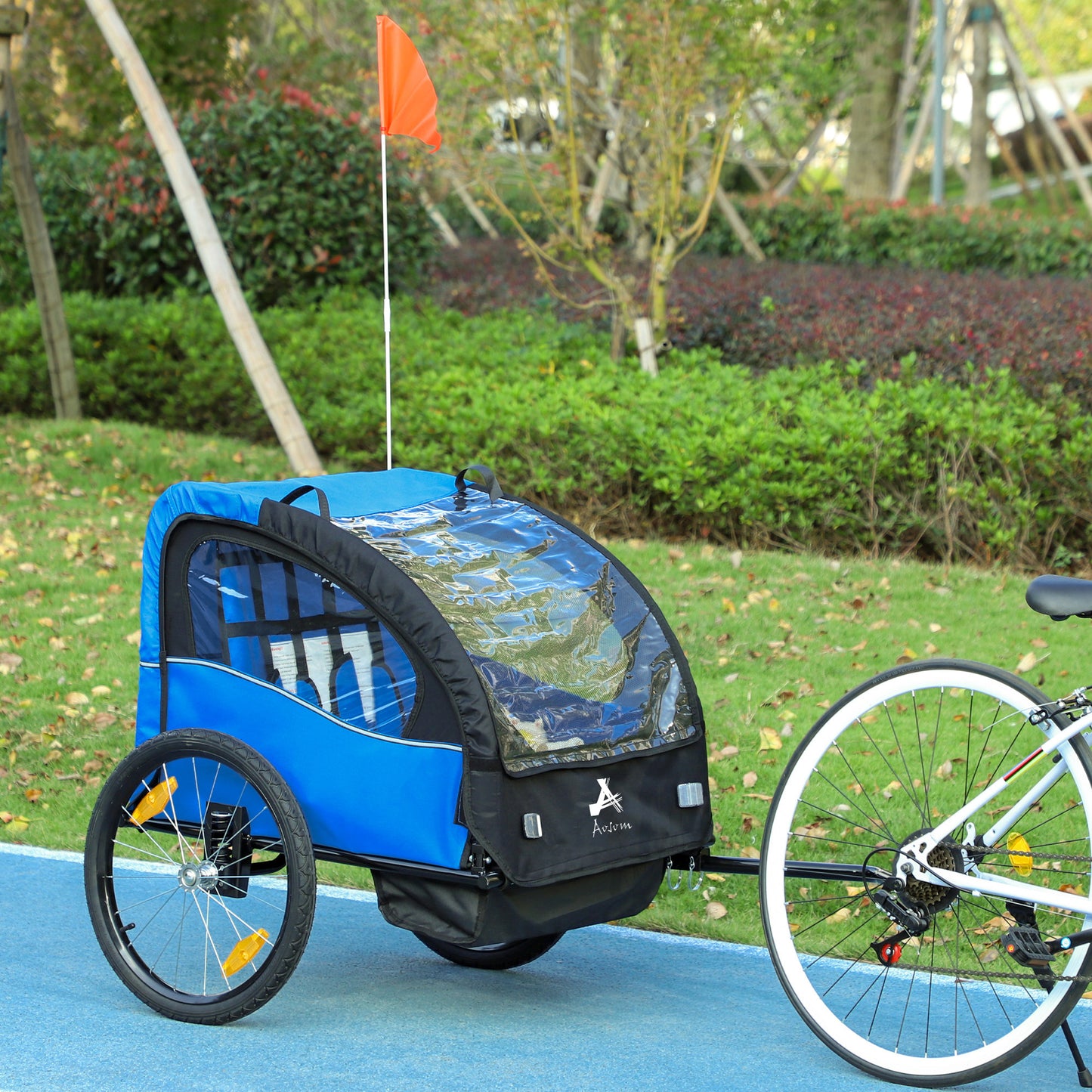 VarietyKart 2 Seat Bike Trailer for Kids, Baby Stroller with Storage Bag, 5 Point Harness, Bicycle Trailer with 20" Whee