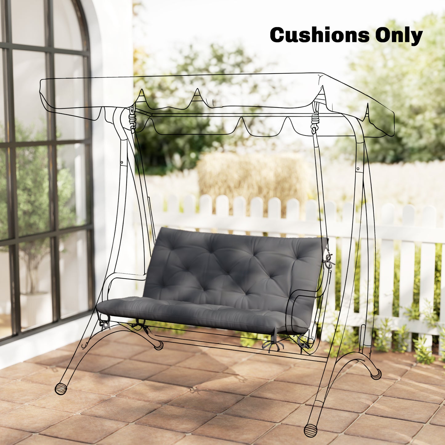 Porch Swing Cushion Garden Bench Cushion with Backrest, Non-Slip 2-seater Soft Pad, Swing Chair Mat Replacement for Indo