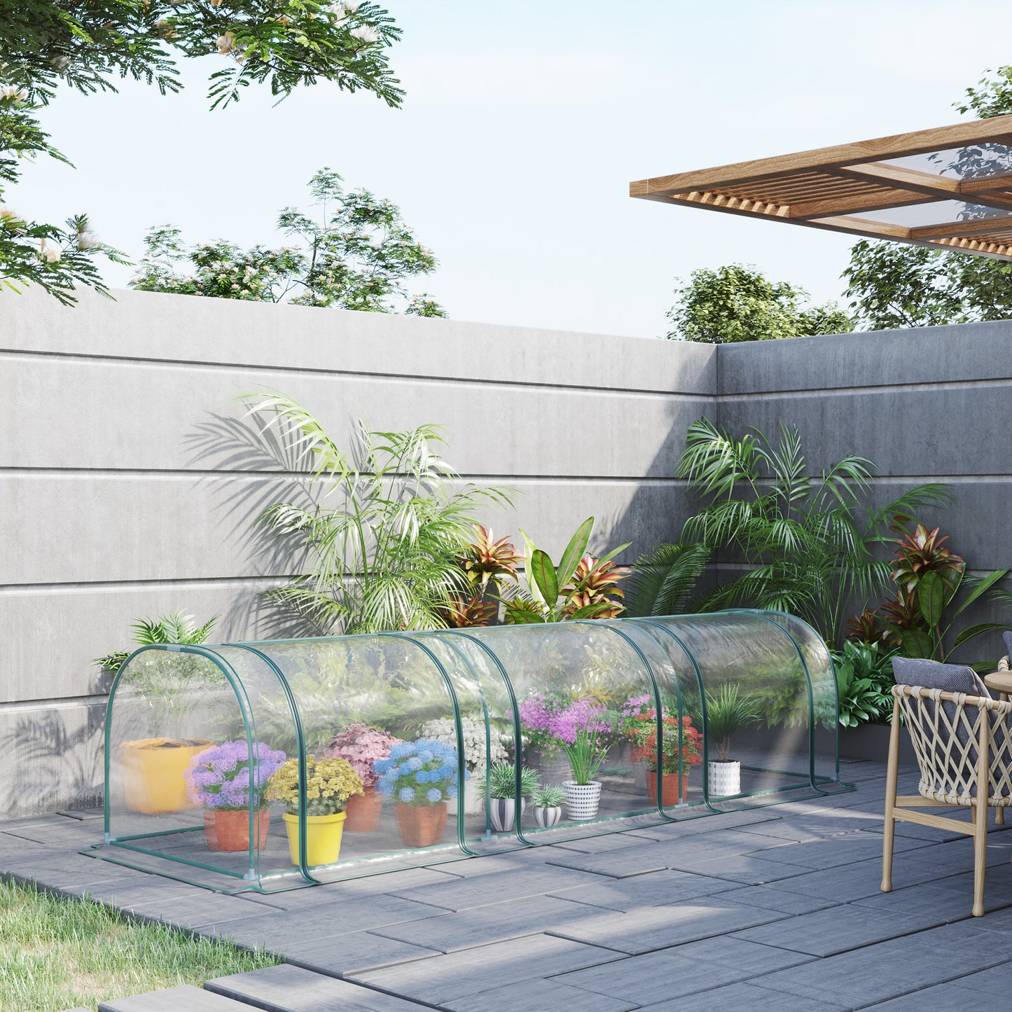 138"x39"x32" Transparent PVC Mini Tunnel Greenhouse Garden Green Grow Shed Portable Plant Flower Warm House Steel Frame