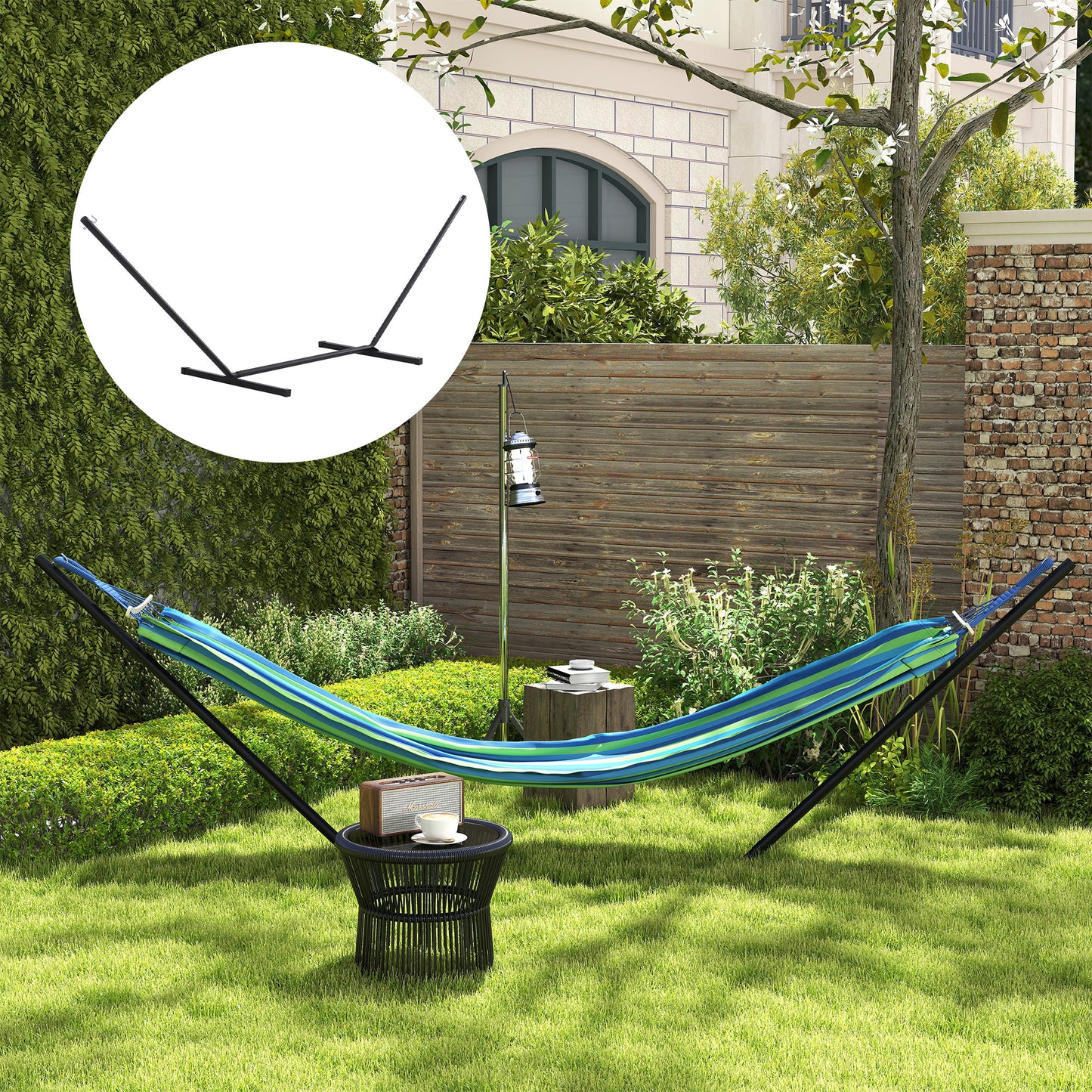 11.8'L Hammock Stand Extra Long Heavy Duty Straight Pole Day Bed Swing Metal Frame Simple Set Up Garden Outdoor Camping