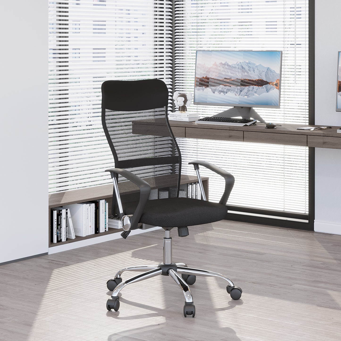 Ergonomic Mesh Office Chair, High Back Computer Desk Chair with Adjustable Height, Tilt Function, Armrest, 360° Swivel O