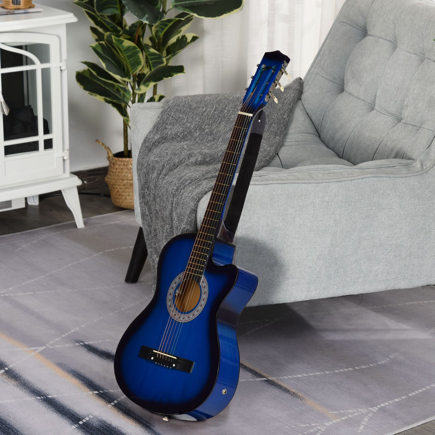 Soozier 38 Inch Full Size Classical Acoustic Electric Guitar Premium Gloss Finish with Strings, Picks, Shoulder Strap an