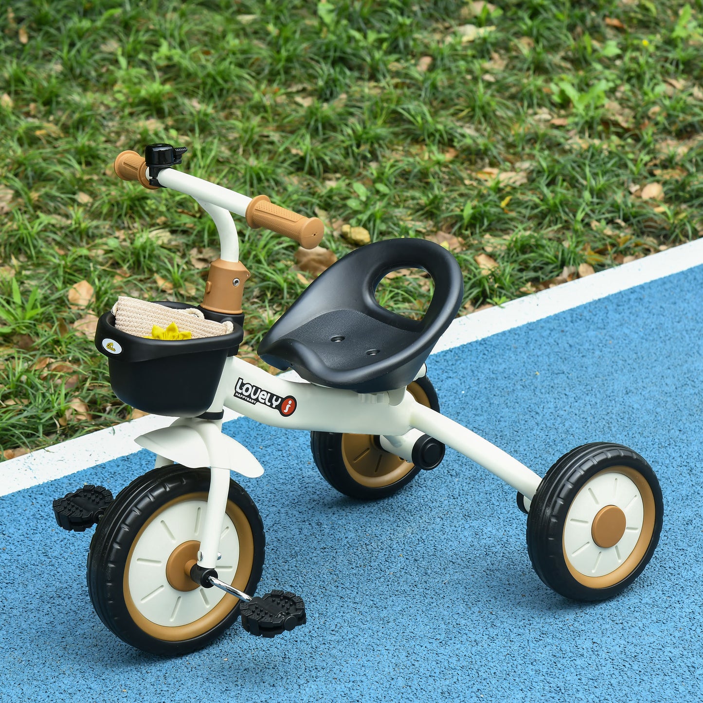 Qaba Tricycle for Toddler 2-5 Year Old Girls and Boys, Toddler Bike with Adjustable Seat, Basket, Bell, White