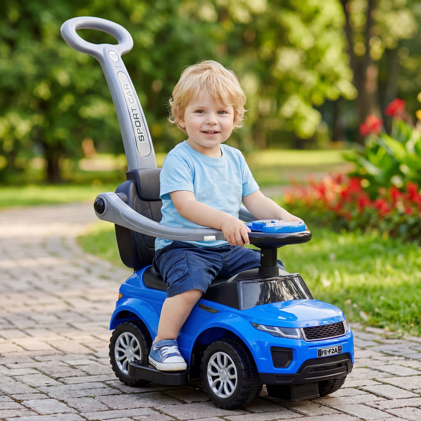 VarietyKart 3 in 1 Kid Ride on Push Car, Toddlers Sliding Walking Car, with Horn, Music, Light, Parent Control Handle, S