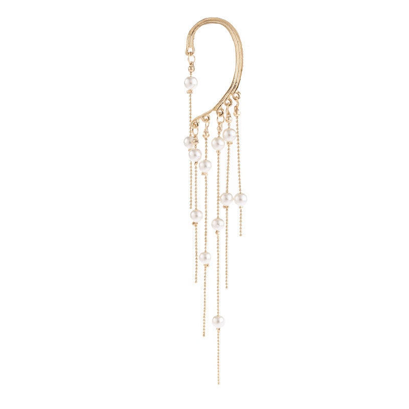 Long Thin And Thin Temperament Fringed Pearl Earrings
