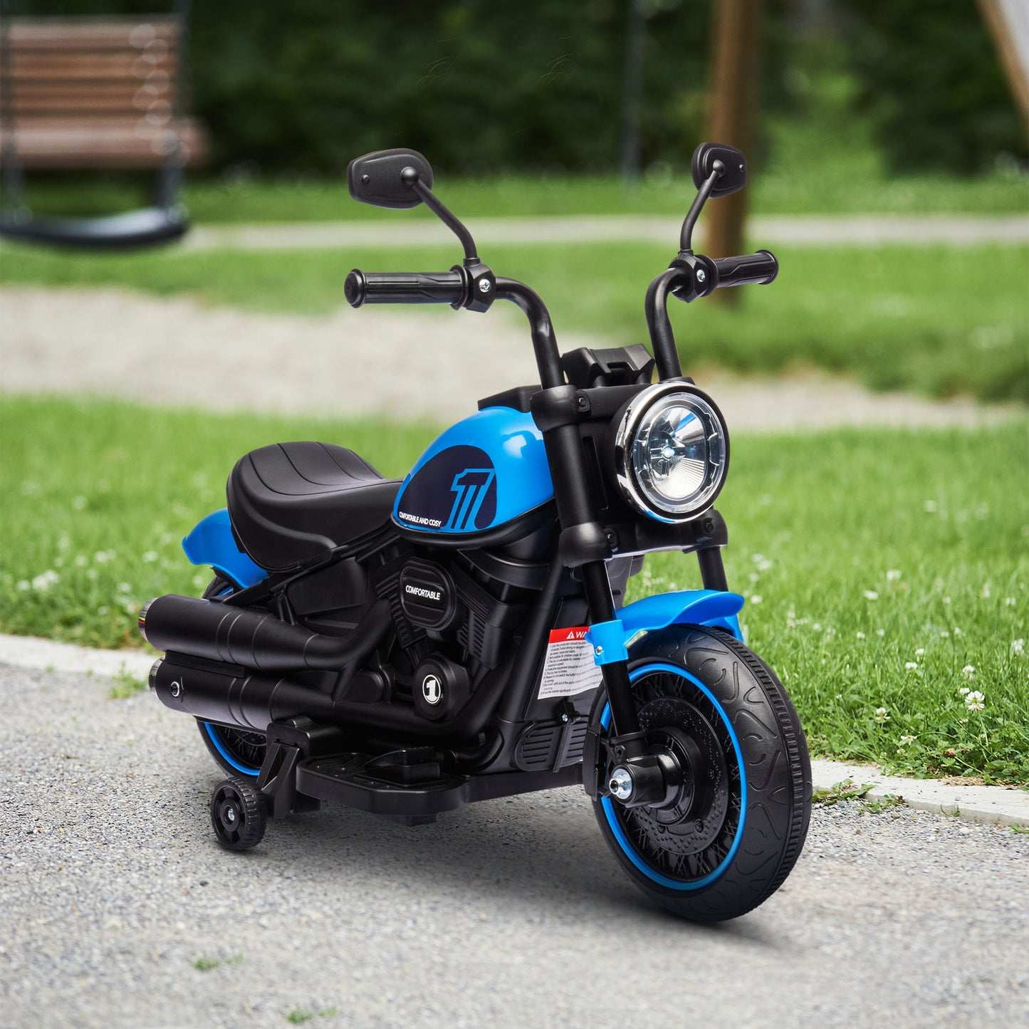 VarietyKart 6V Kids Motorcycle with Training Wheels, Foot Pedal, Headlight, Music, Forward/Reverse, Single-Button Start,