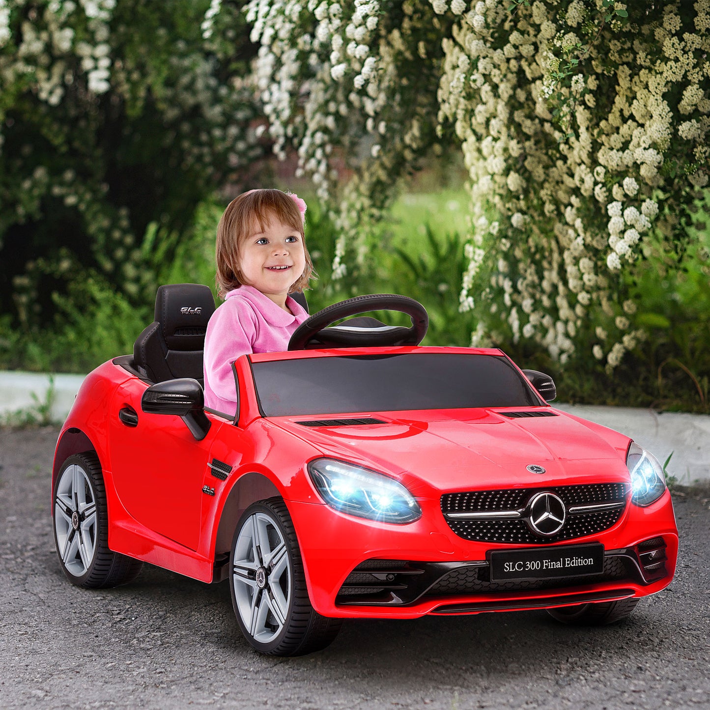 VarietyKart 12V Ride On Car with Parent Remote Control Two Motors Music Lights Suspension Wheels for 3-6 Years Red