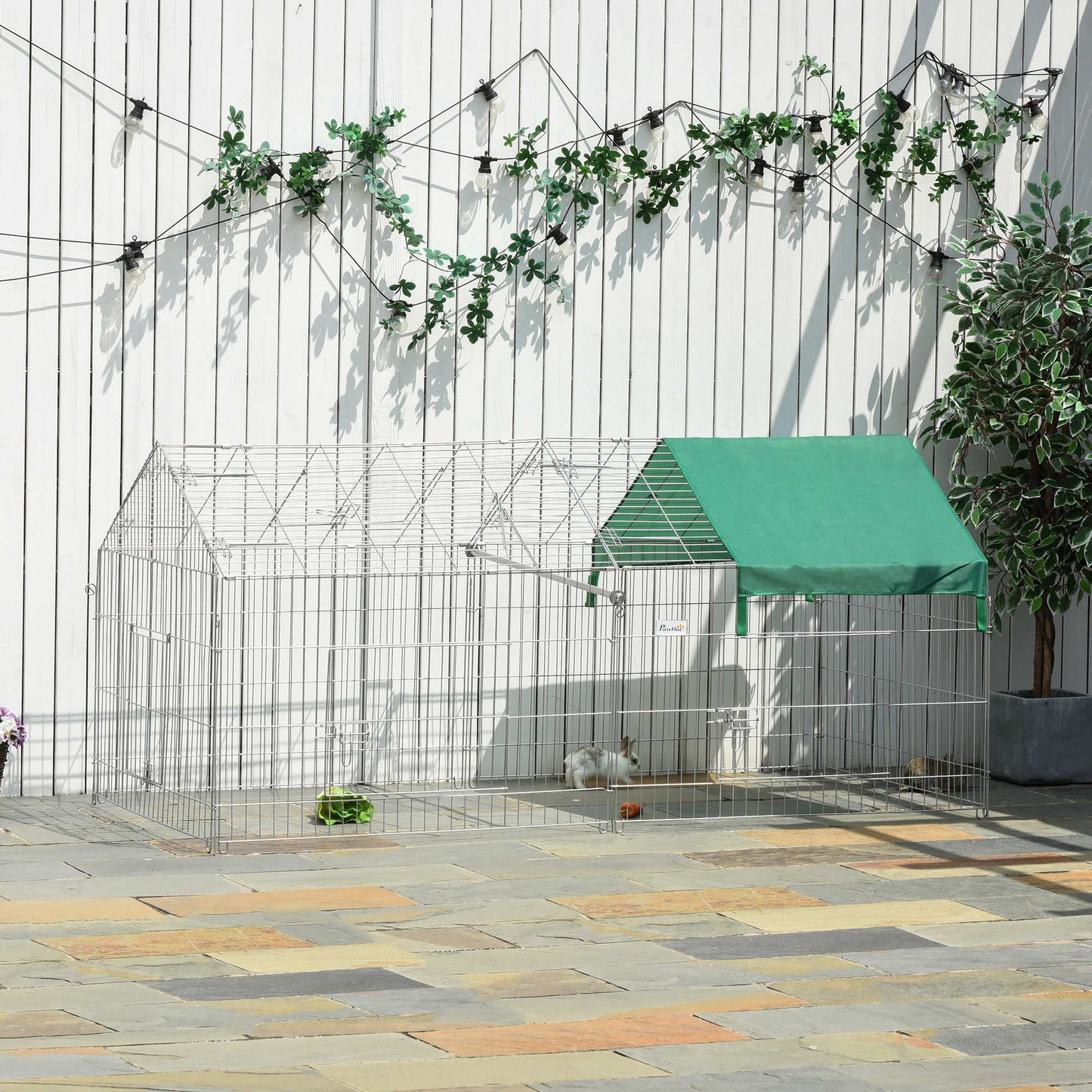 Pet Playpen with Roof, Metal Guinea Pig Cage, Rabbit Pen, Chicken Coop Run, Catio Cat Enclosure with Cover, Doors, Indoo