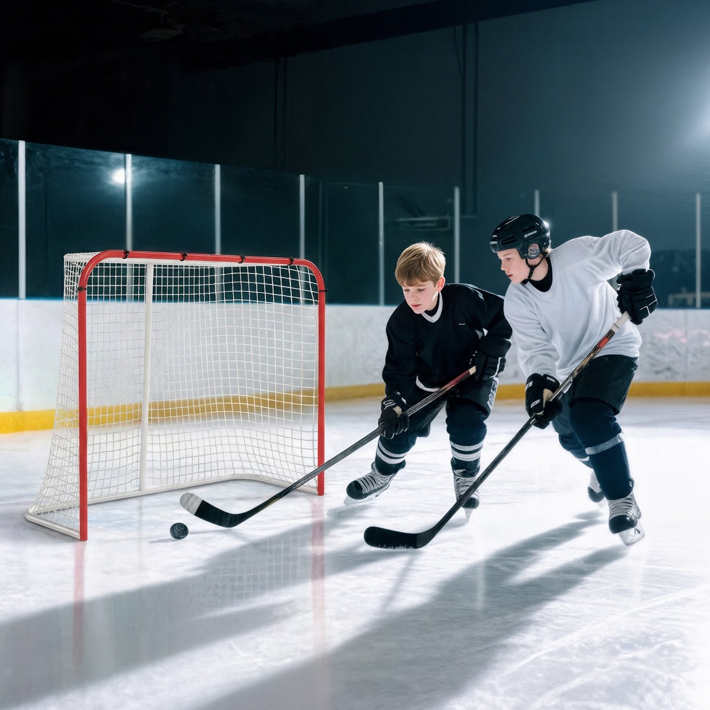 Soozier Hockey Net, Easy Set Up Hockey Goal with Steel Frame, PE Mesh, Outdoor Hockey Training Equipment for Garden, Bac