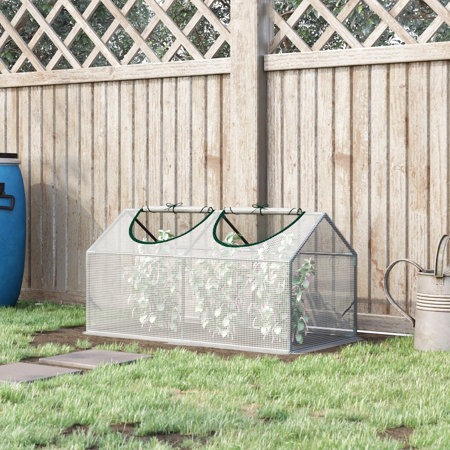 47" x 24" x 24" Portable Mini Tunnel Greenhouse Garden Planting Outdoor Flower Warm House Box with 2 Windows Steel Frame