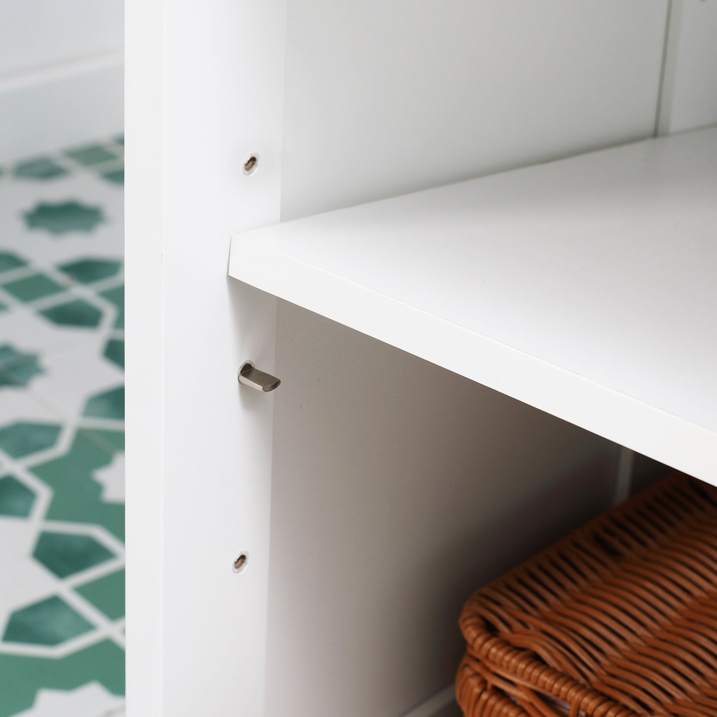 Modern Bathroom Floor Cabinet with Open Shelf, Freestanding Storage Organizer Unit with Single Door for Home Office, Liv