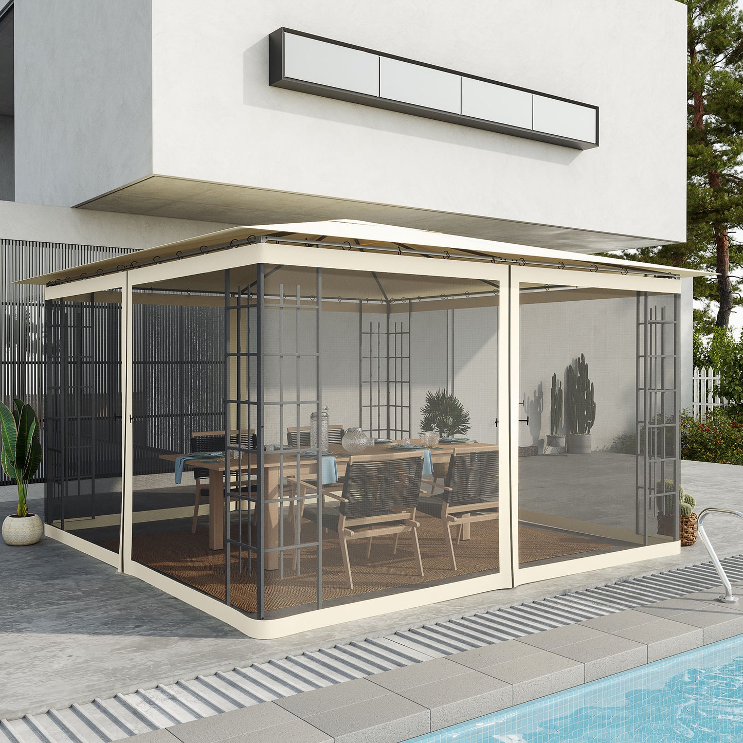 Replacement Mosquito Netting for Gazebo 12' x 12' Black Screen Walls for Canopy with Zippers for Parties and Outdoor Act