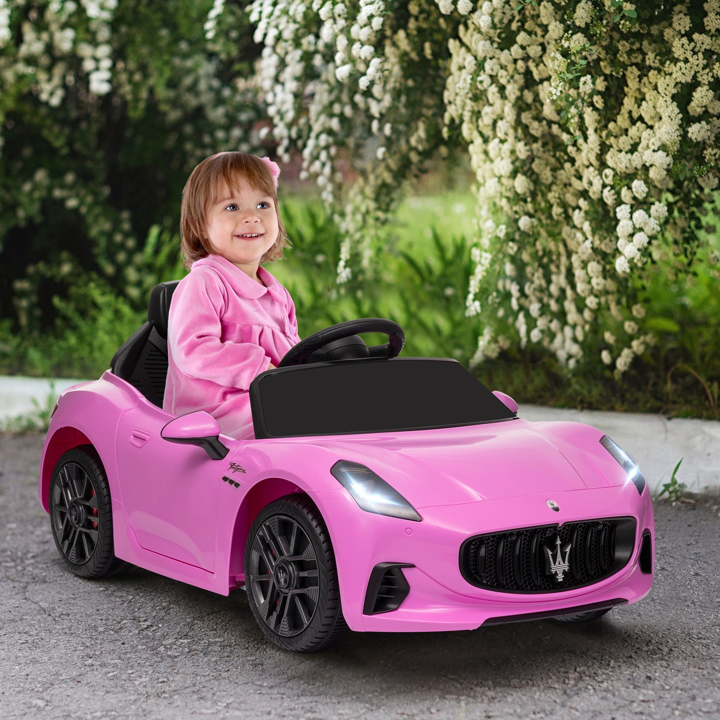 Qaba 12V Maserati Gran Turismo Licensed Kids Electric Car w/ Remote Control, Soft Start, LED Lights, Music, Horn, MP3, P