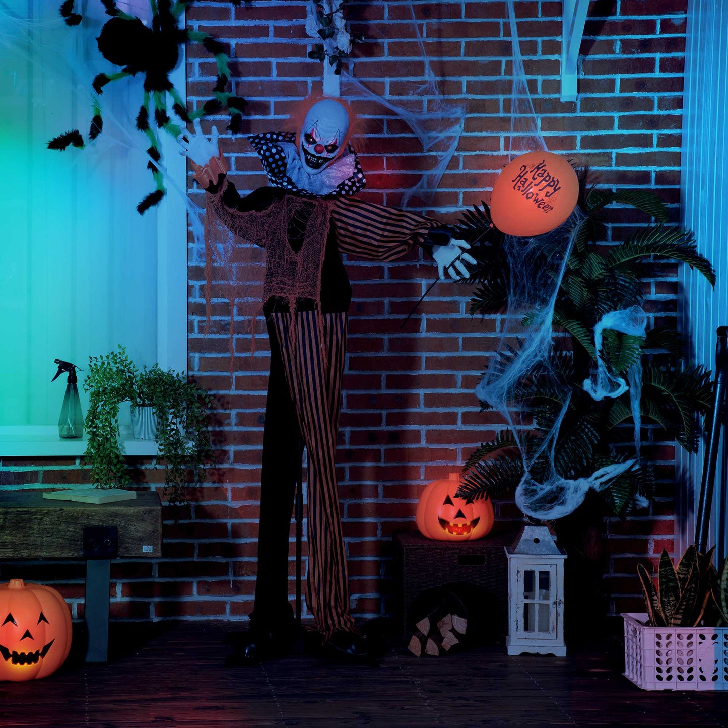 5ft Life Size Outdoor Halloween Decoration, Talking Circus Clown with Sound and Motion Activated, Light Up Eyes