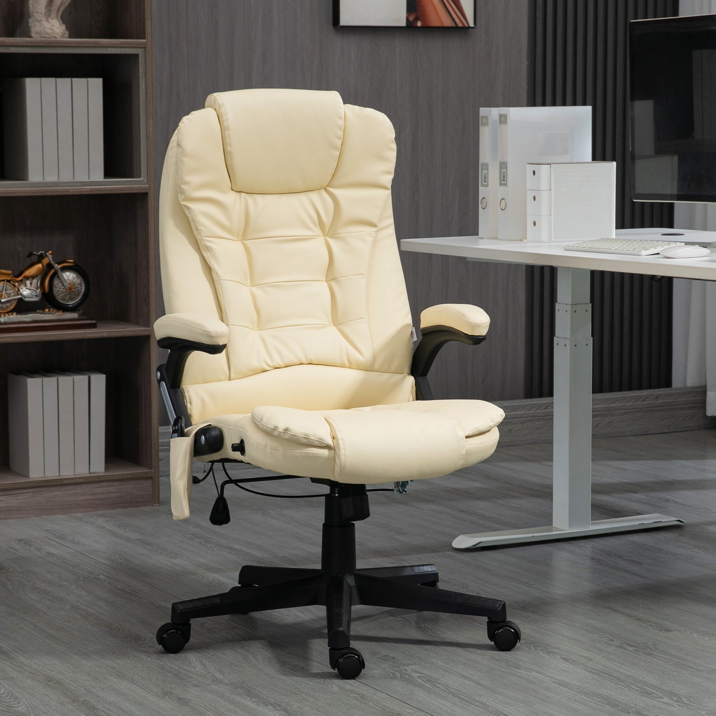 Office Chair Adjustable Heated Ergonomic Massage Swivel Vibrating High Back Leather Executive Chair Office Furniture (Be