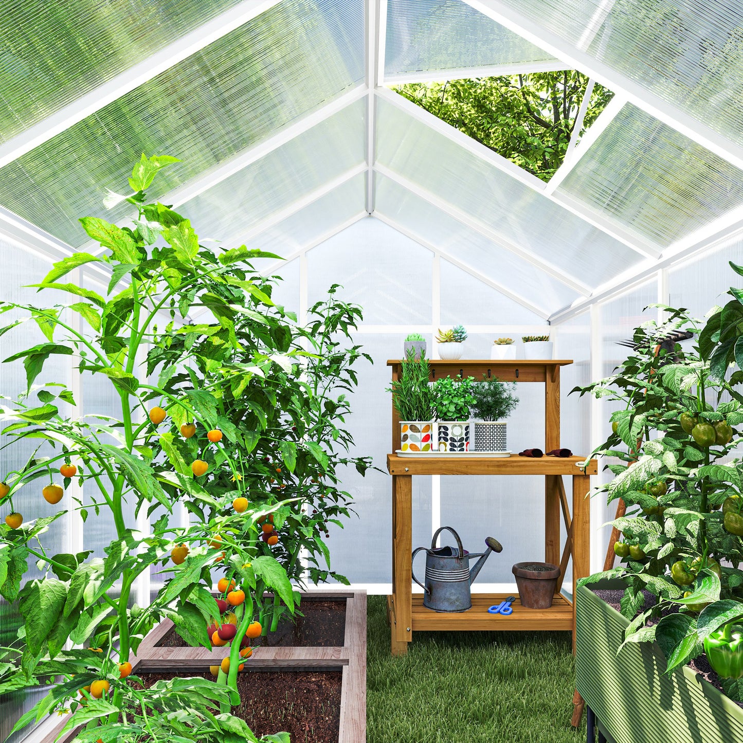 6' x 10' x 6.4' Walk-in Garden Greenhouse Polycarbonate Panels Plants Flower Growth Shed Cold Frame Outdoor Portable War