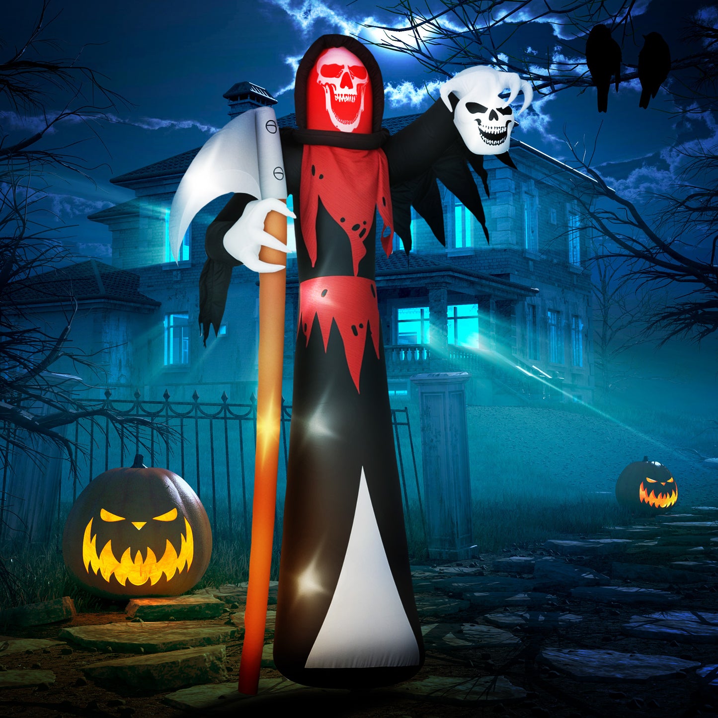 12 FT Halloween Inflatable Grim Reaper, Blow Up Garden Decor with Built-in Lights for Halloween Party Indoor, Outdoor