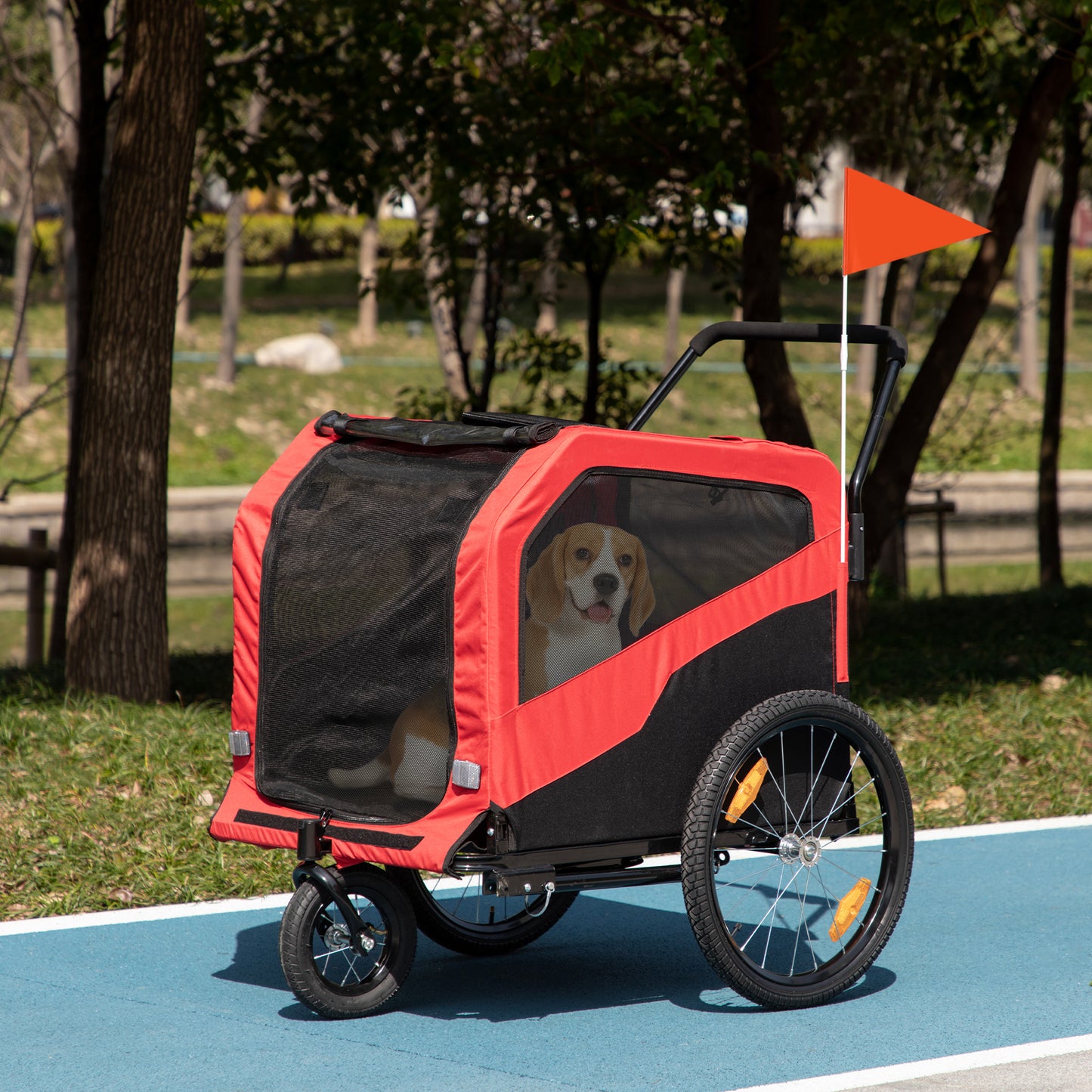 VarietyKart 2-in-1 Dog Bike Trailer for Large Dogs, Red