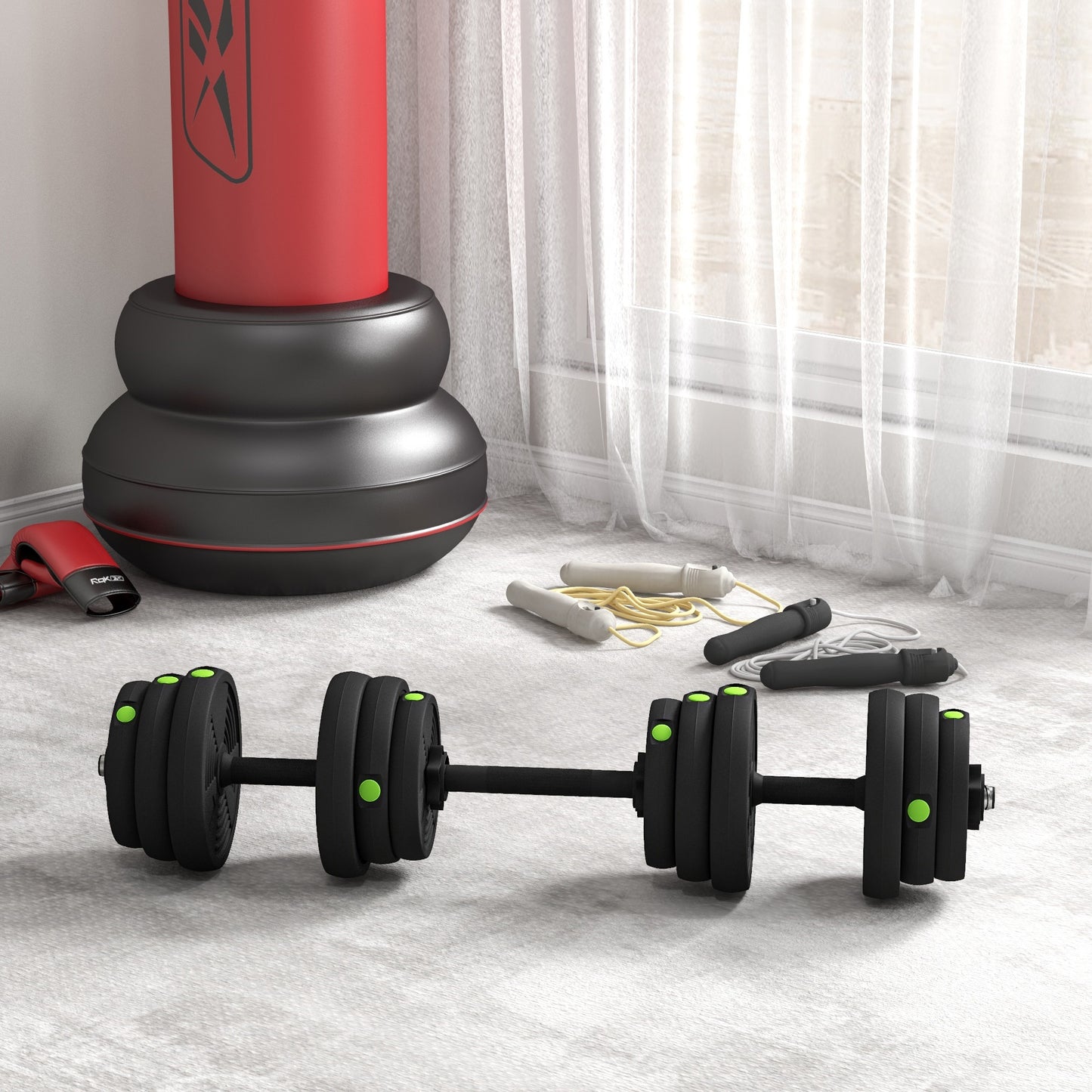 Soozier 55LBS 2-in-1 Adjustable Barbell & Dumbbells Set, Weights Set with Non-slip Handles for Men and Women Home Gym Tr