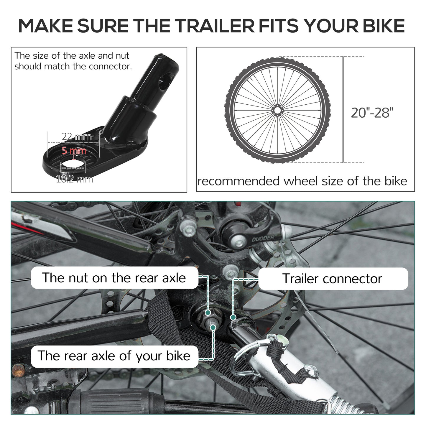 VarietyKart Outdoor Bike Cargo Trailer, Foldable Bicycle Luggage Wagon, Triple Safety, 16" Wheels, Removable Cover, Blac