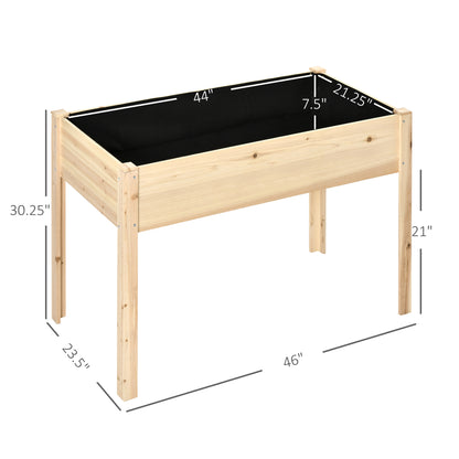 46'' x 24'' Raised Garden Bed, Wooden Elevated Planter Box with Non-Woven Liner for Vegetable, Flower, Herb in Patio, Ba