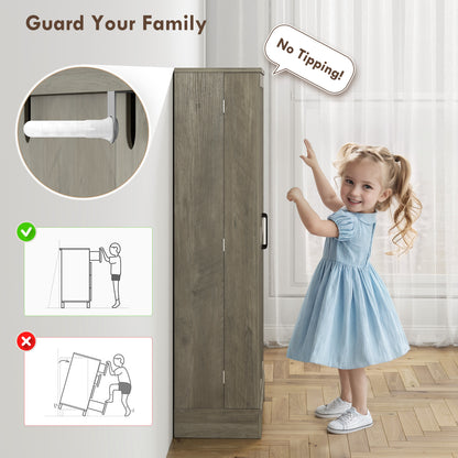 50" Pantry Storage Cabinet, Farmhouse Kitchen Pantry Cabinet with Doors, Adjustable Shelves, Distressed Grey