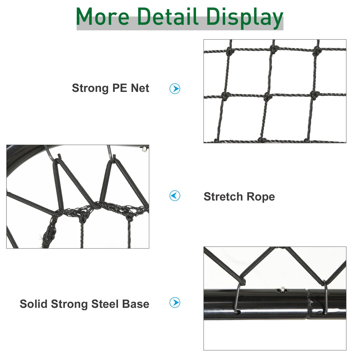 Soozier Soccer Rebounder Net, 3' x 3', Angle Adjustable Baseball Rebounder Net Training Equipment Aid with Quick Folding