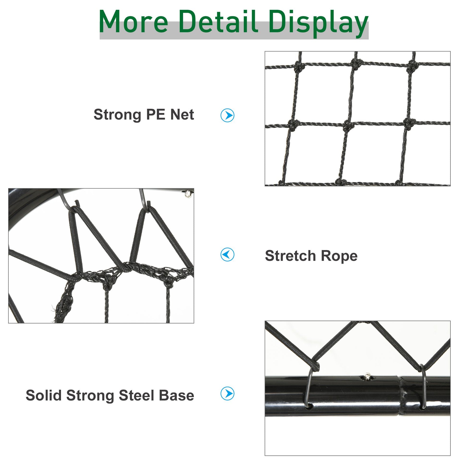 Soozier Soccer Rebounder Net, 3' x 3', Angle Adjustable Baseball Rebounder Net Training Equipment Aid with Quick Folding
