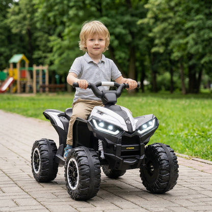 VarietyKart Kids 4 Wheeler Quad with Music, Headlights, High & Low Speed, Kids ATV for 3-5 Years Old Boys & Girl, White