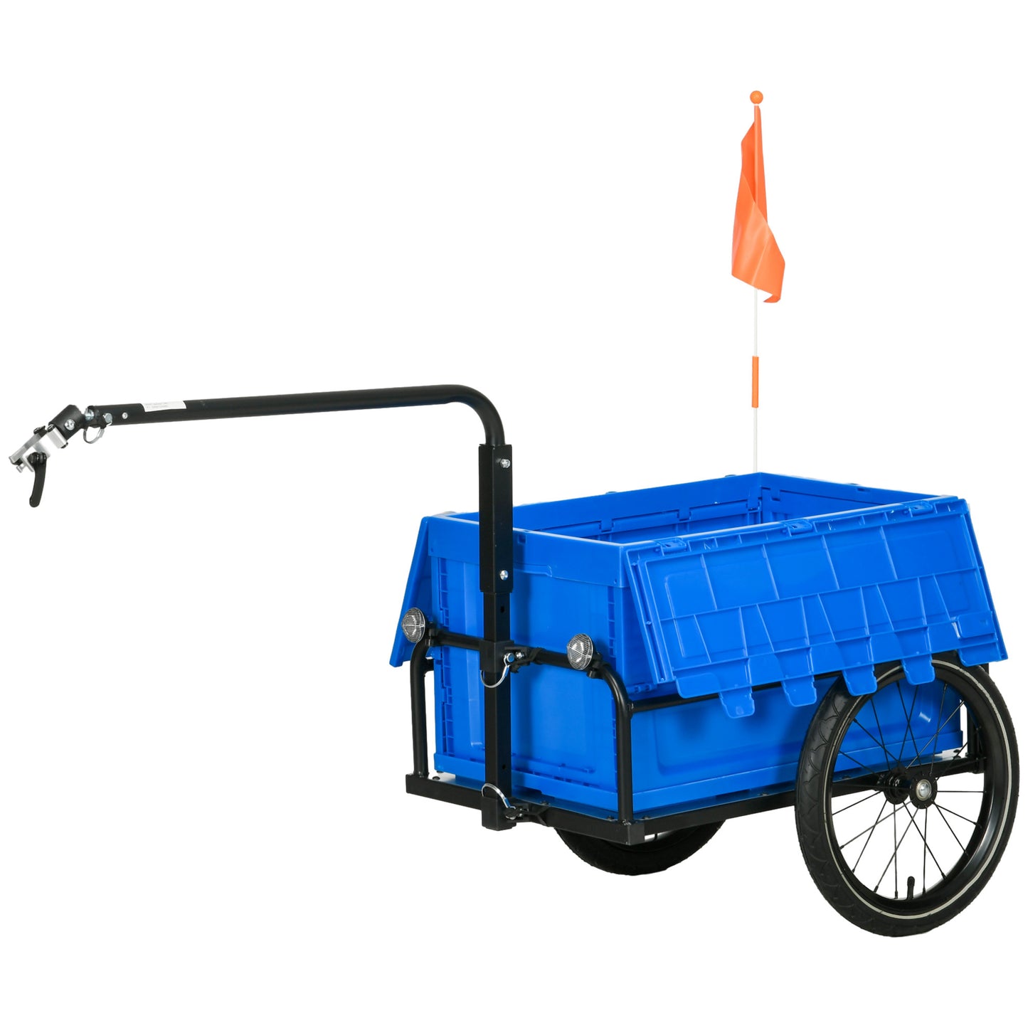 VarietyKart Steel Trailer for Bike, Bicycle Cargo Trailer with Foldable Storage Box and Safe Reflectors, Max Load 88LBS,